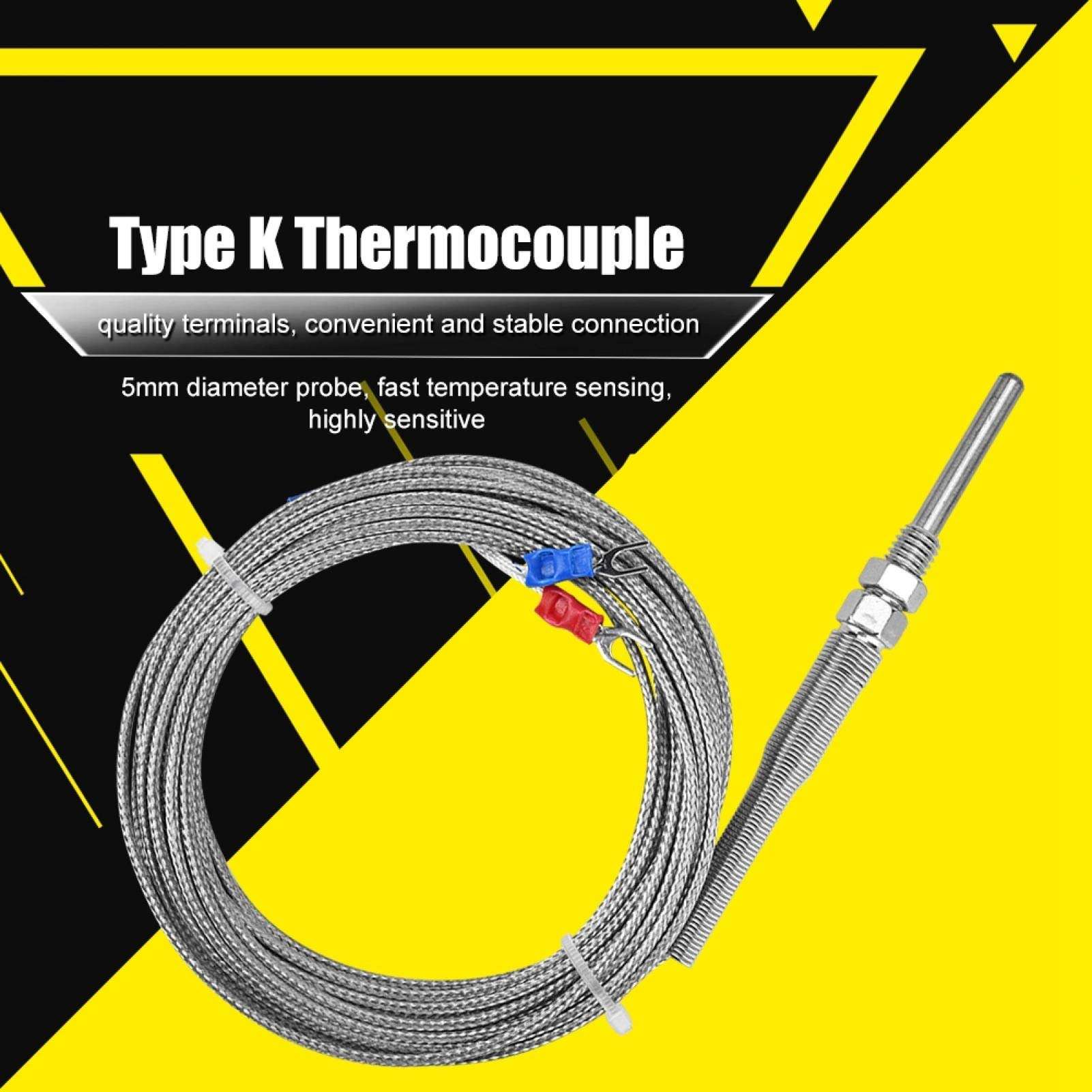 Temperature Sensor Widely Used Compact Size Highly Sensitive Fast Response Thermocouple Probe Business for Industrial Equipment Work Factory(5M) 5
