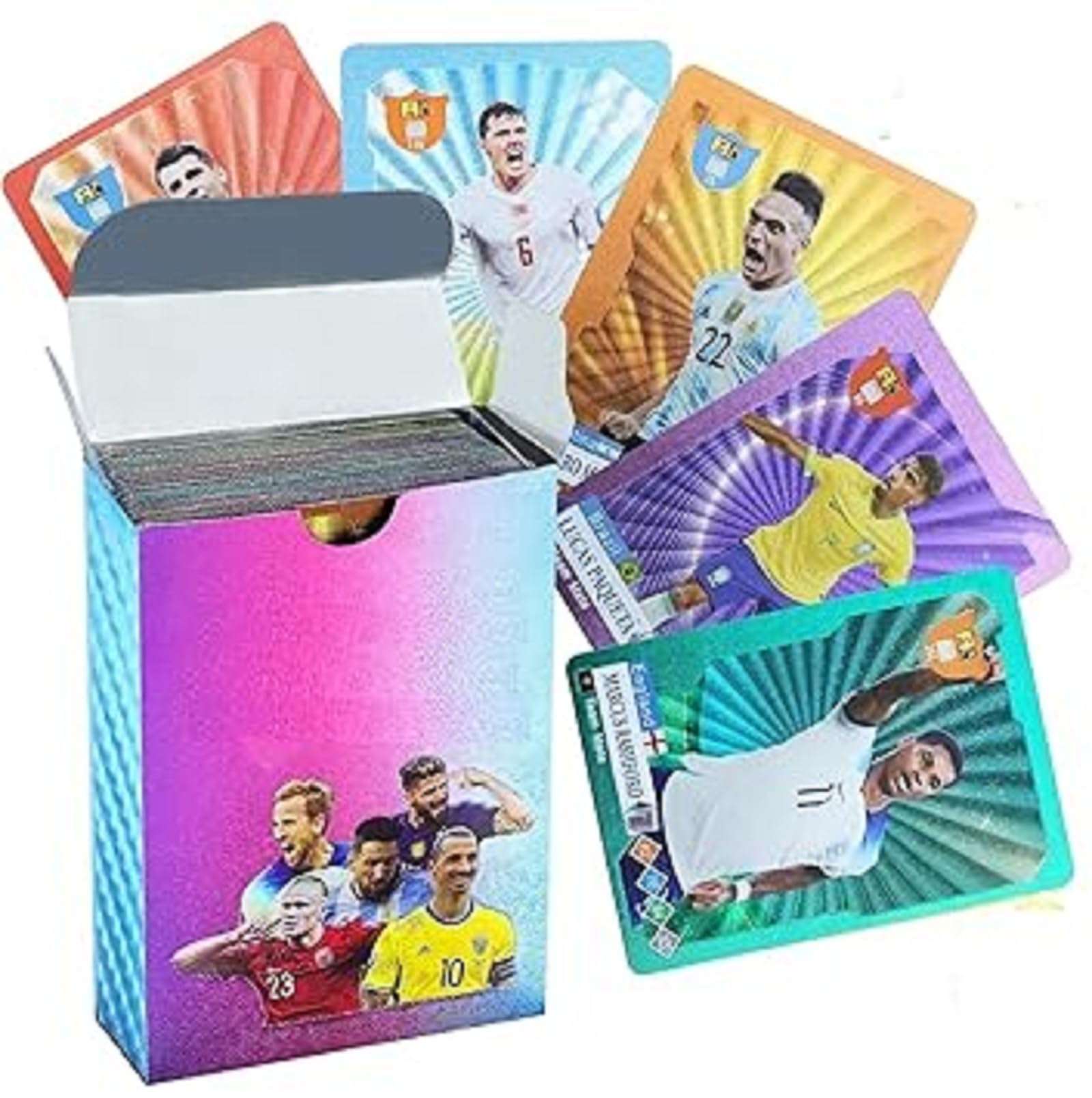 SHOPISTRY Rainbow World Cup Soccer Trading Cards, 55-Pack Collection, Colourful Rainbow Design, 6.3 x 8.8 cm Waterproof Cards 1