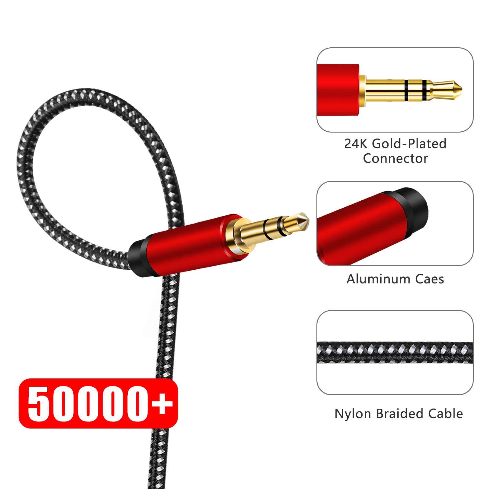 3.5mm Long AUX Audio Cable10M,NeeKeons Male to Male Audio Cable Nylon Braided Stereo Aux Cable/Auxiliary Cable/Aux Cord for PS4,Phone, Tablets, Headphones, Headset, PC, Laptop and More (10m/30ft) 6