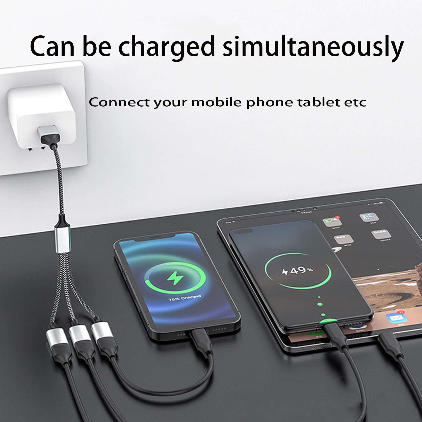 USB Male to 3 USB Female OTG Cable Adapter,USB Charger Splitter Y Cable [1 Pack],USB Splitter 1 in 3 Out Support Charging and Data Transfer for Printer/Keyboard/Flash Drive/Laptop/LED/Headsets Etc 3