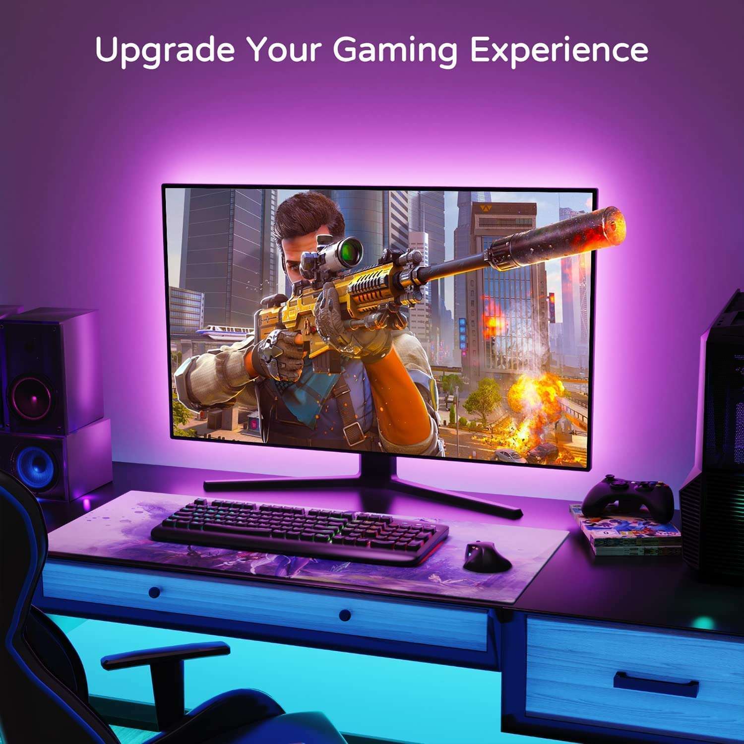 Gesto 5V USB Led Strip Light – Music Sync RGB Multicolor Background Lighting for TV PC Laptop Bias Lighting Gaming Room | TV Backlight Bluetooth App. and Remote Controlled (5 Meter for 49-85" TV's) 6