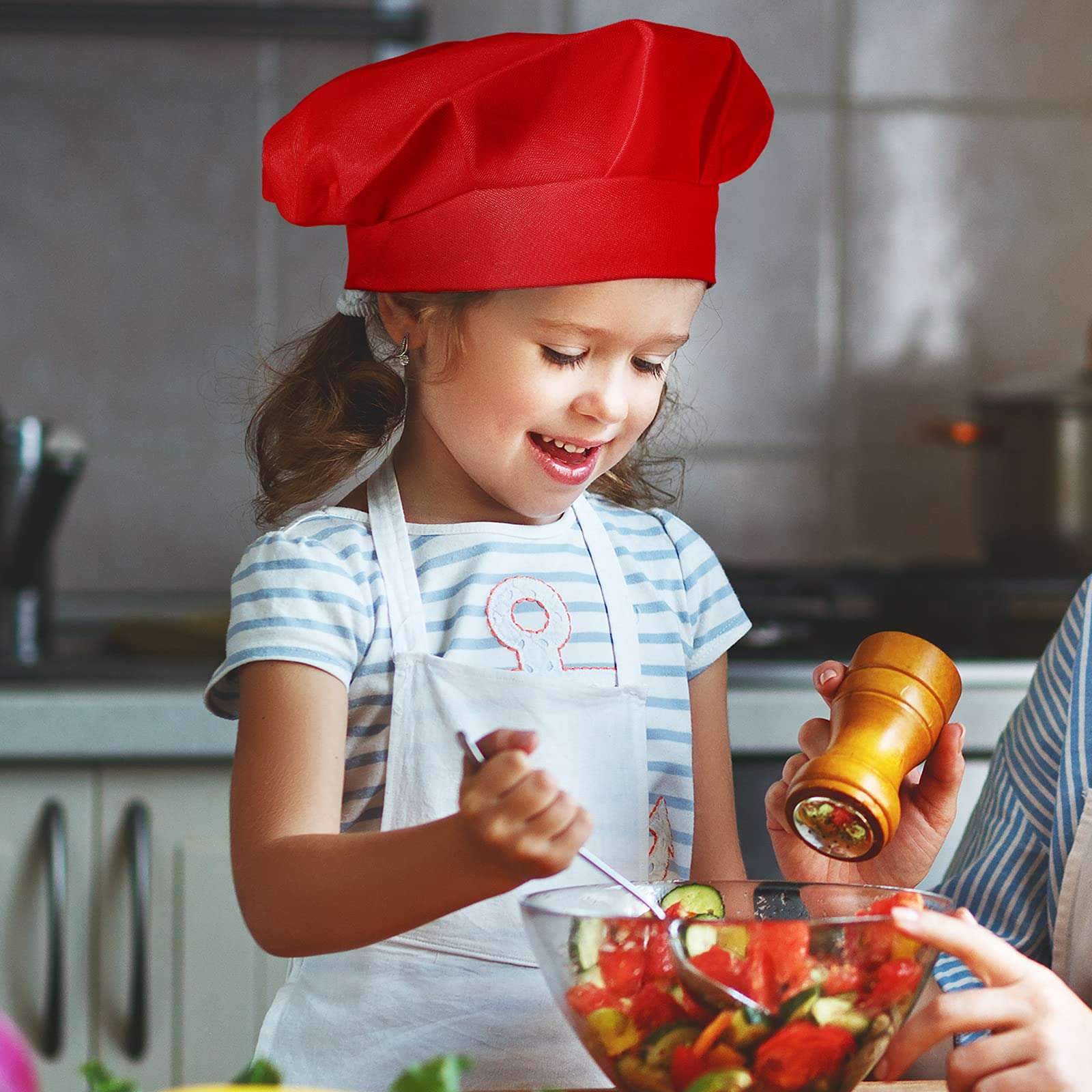 12 Pieces Kids Chef Hat Toddler Chef Hat Elastic Children Chef Hats for Kids Home Kitchen Baking Pizza Party Favors (Multi-Colored) 4