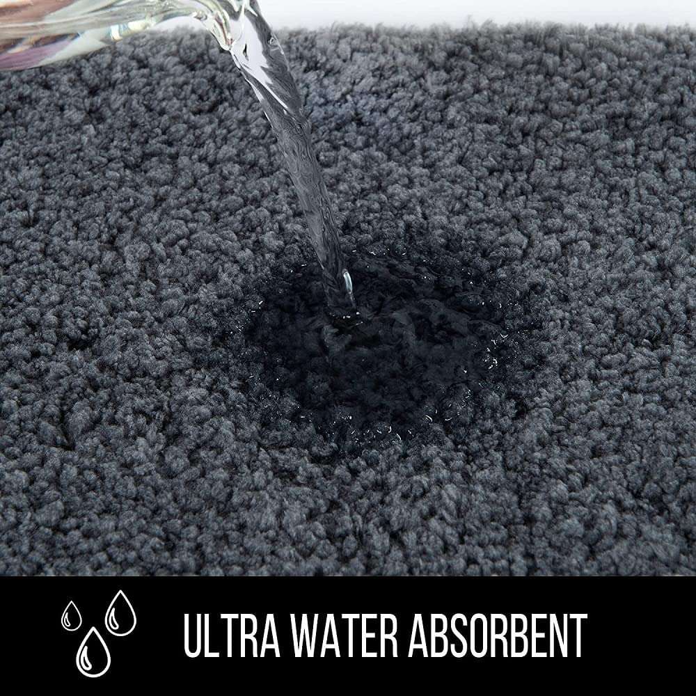 SIWAN |1 Pieces Anti Slip Bath Mat Extra Soft and Absorbent Microfiber for Home, Bathroom, Bedroom, Hall (Grey / 60 x 40 cm) 3