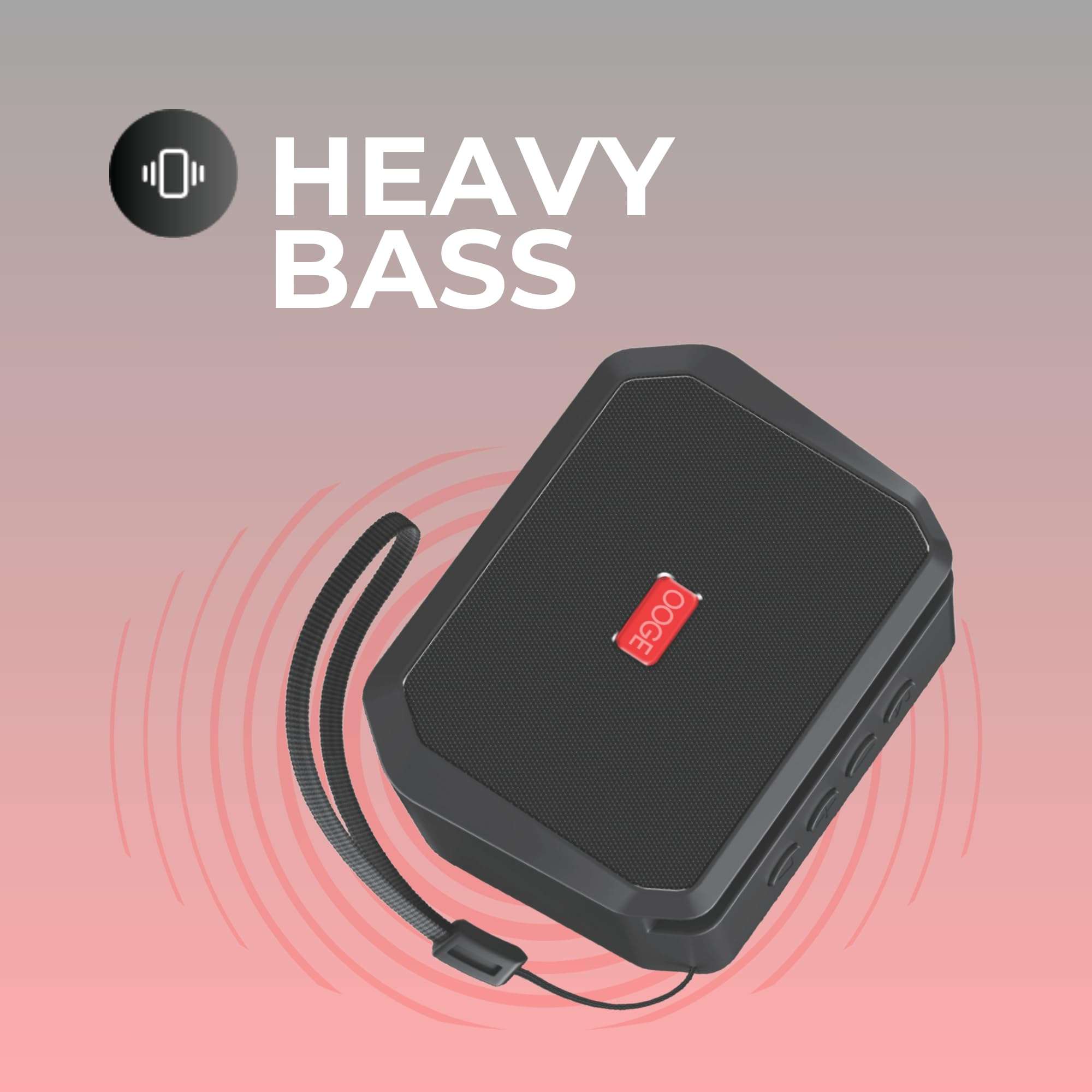 OOGE Vibebox 2000 Bluetooth Speaker | 5W Wireless Speaker with HiFi Sound | Heavy Bass | USB & Type-C Charging | Micro SD Card Slot | Bluetooth 5.3 | 10M Range | 800mAh Battery | Black 5