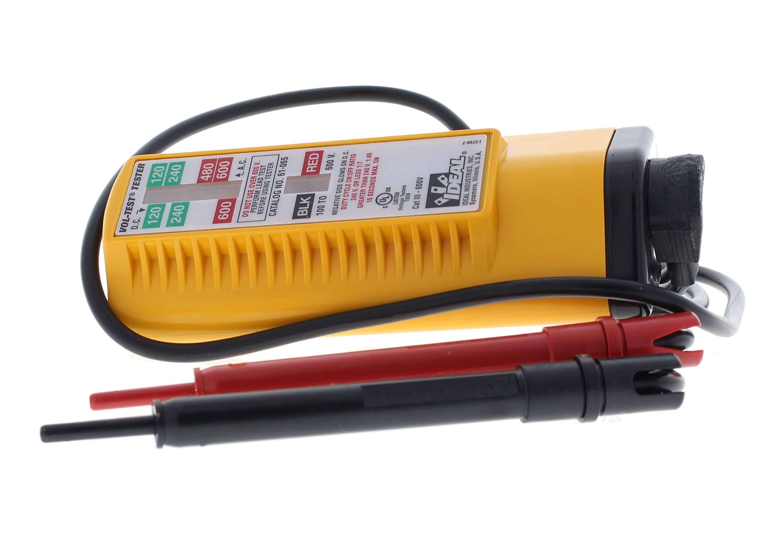 IDEAL Electrical 61-065 Vol-Test Voltage Tester, CAT III for 600V,Yellow 3