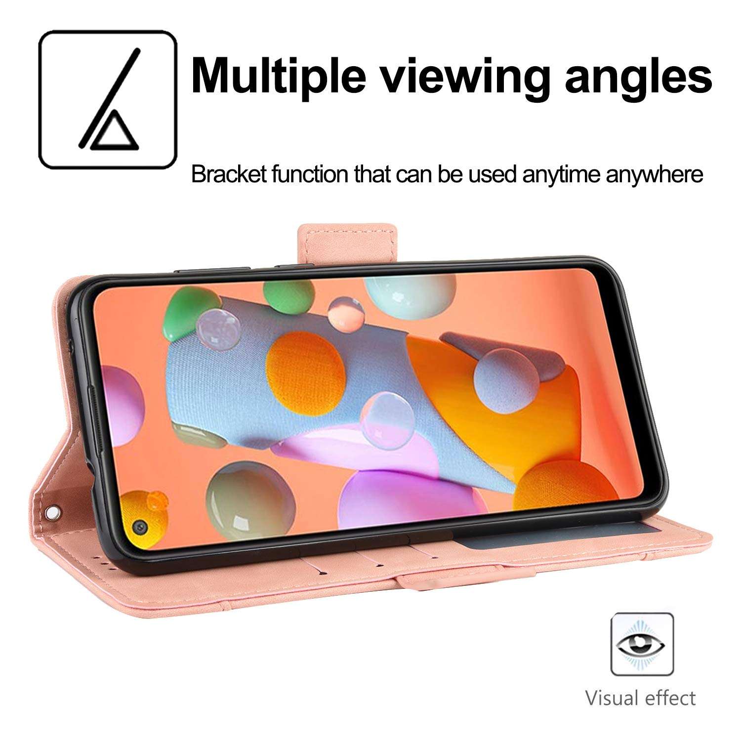 FengXinZi Compatible with Samsung Galaxy A11 Wallet Case with Card Holder, ID Credit Card Slots Anti-Scratch Shockproof Protective, Heavy Duty Premium PU Leather Stand Kickstand samsunga11case Pink 3