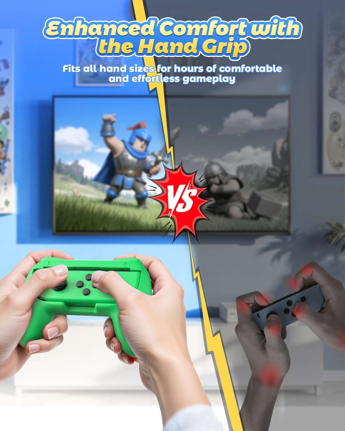 FYOUNG Hand Grips Compatible with Switch/Switch OLED Model Controllers, Grip Compatible with Switch Joy Con- Green and Pink (2 Packs) 3