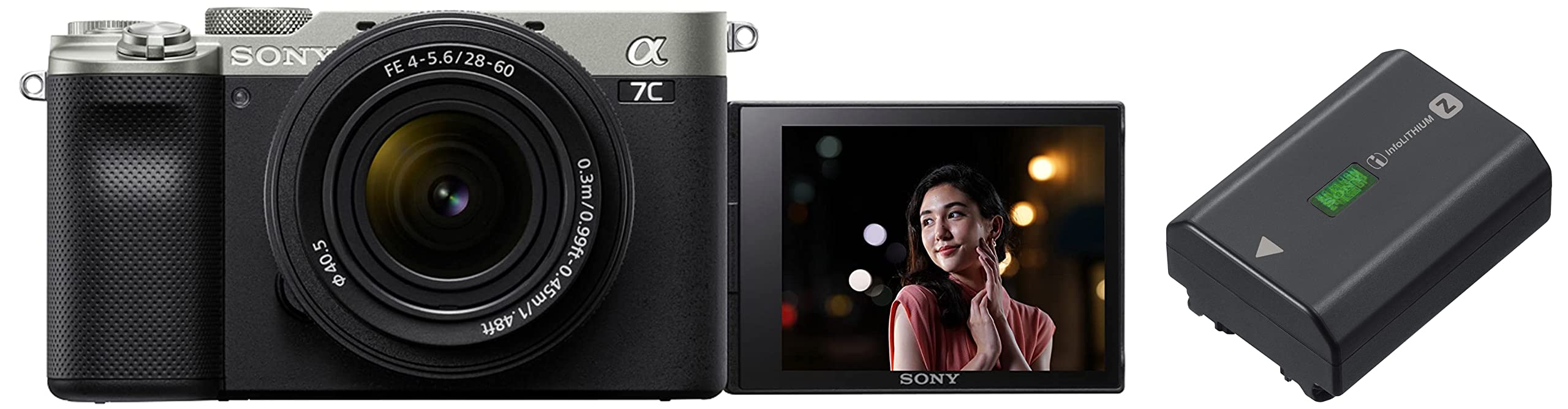 Sony Alpha ILCE-7CL with 28-60mm Zoom Lens (Compact Full Frame Camera, 4K, Flip Screen, Light Weight, Real time Tracking, Content Creation) & NP-FZ100 Rechargeable Battery Pack