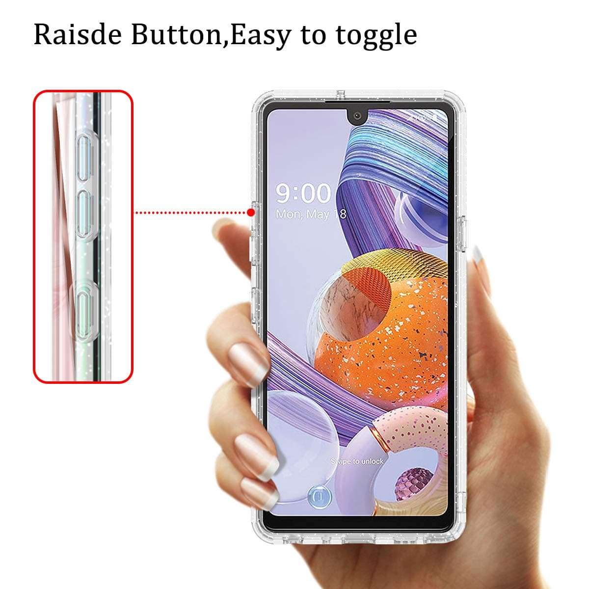 Lamcase for LG Stylo 6 Case Crystal Clear Sparkly Glitter Shiny Soft Flexible TPU Slim Fit Hybrid Drop Protection Tough Rugged Shockproof Cover Case for LG Stylo 6, Glitter Marble/Rose Gold 6