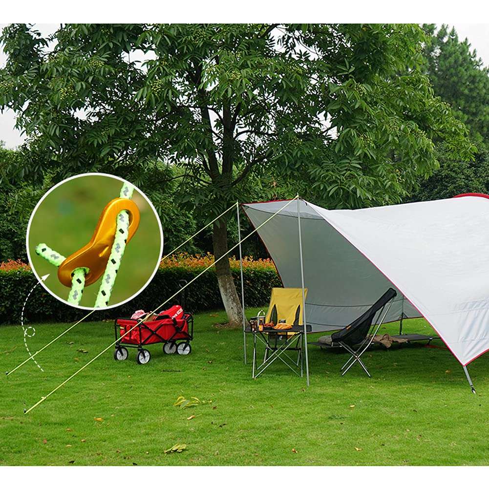 12 Pieces Cord Adjuster Tent Tensioners Guyline Cord Adjuster Rope Adjuster Aluminum Alloy Wind Rope Buckle 2 Hole Rope Guyline Adjuster for Tent Camping Hiking, Golden 5