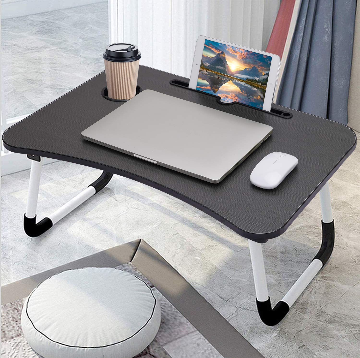LXN Fashion LTT-0003 Multipurpose Laptop Table with Dock Stand & Non-Slip Legs Foldable and Portable Lapdesk for Study & Bed (Random Colour)