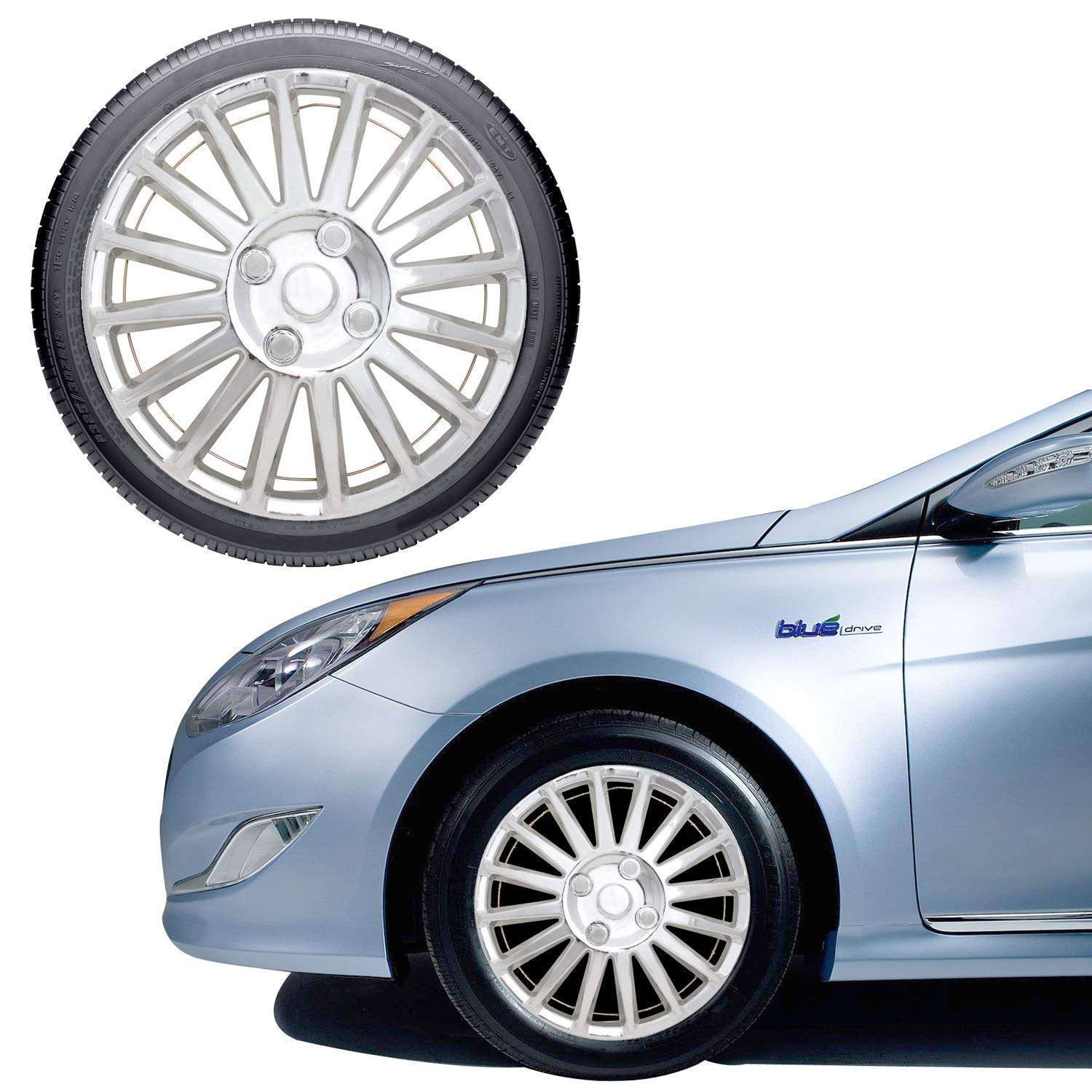 Oshotto Premium OSHO-WC19C 13-inch CHROME Paint Finish Universal Fitting-Push Type Car Wheel Cover (Set of 4) 1