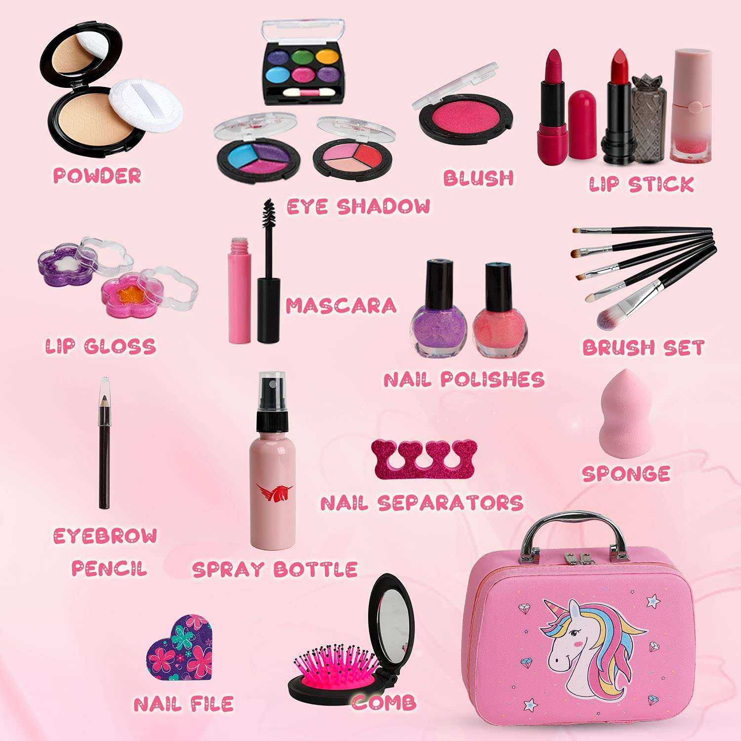 Kids Makeup Kit for Girl, Makeup for Kids, Washable Real Makeup Set for Little Girls, Toddlers Princess Pretend Play Make Up Set, Birthday Gifts Toys for Girl Aged 4 5 6 7 8 2