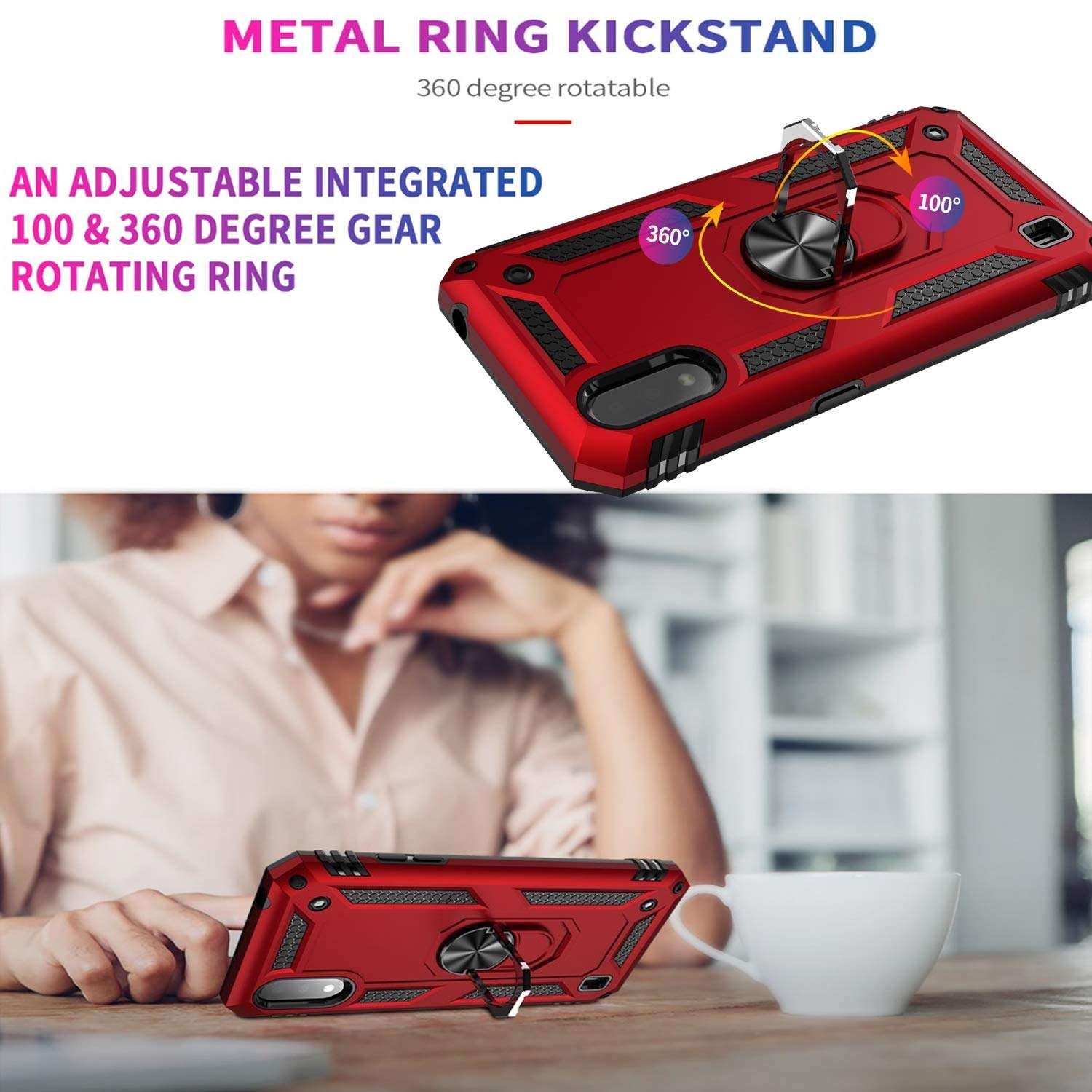 Samsung Galaxy A01 Phone Case, [NOT FIT A10E/A10/S10] with [Tempered Glass Protector Included], STARSHOP- Metal Ring Kickstand Stand Shockproof Drop Protection Phone Cover - Blue 4