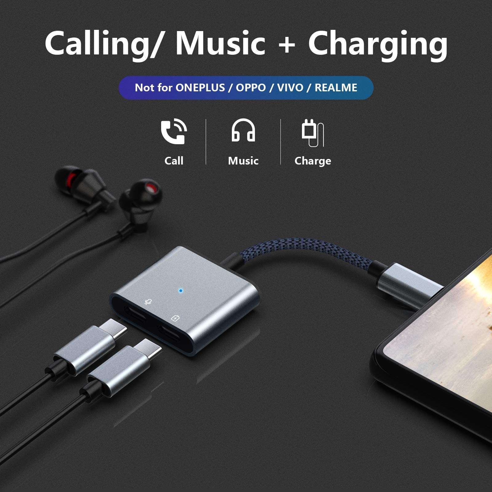 TITACUTE USB C Headphone Adapter for Galaxy Z Flip 3 Fold Type C Splitter Earphone Audio Earbud Aux PD Fast Charging Charger Converter 2