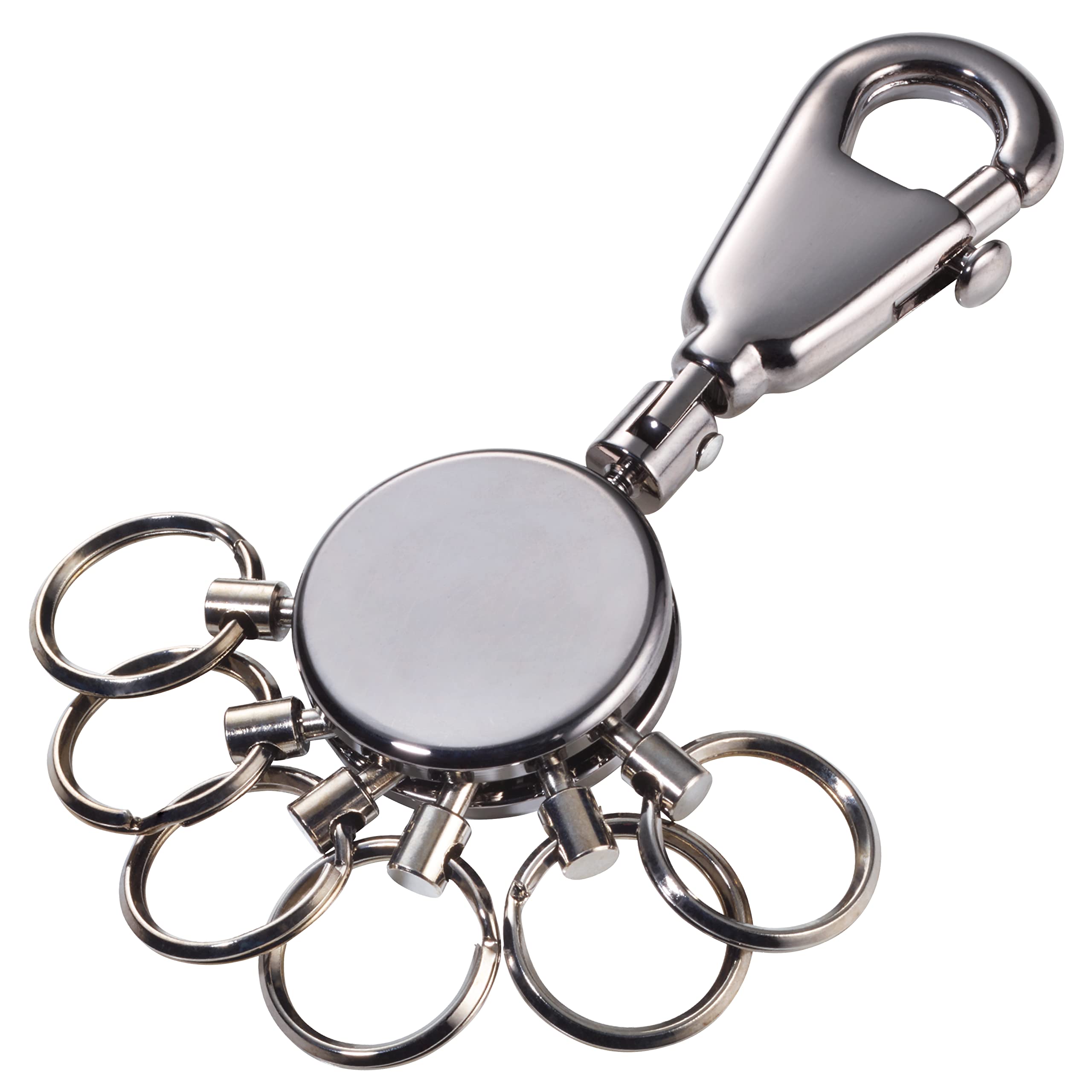 TROIKA PATENT – KYR60/GM – Keyring – Key organiser, key organisation – carabiner – 6 detachable rings – no more chaos on your bunch of keys! – incl. carabiner – 6 exchangeable rings – TROIKA-original