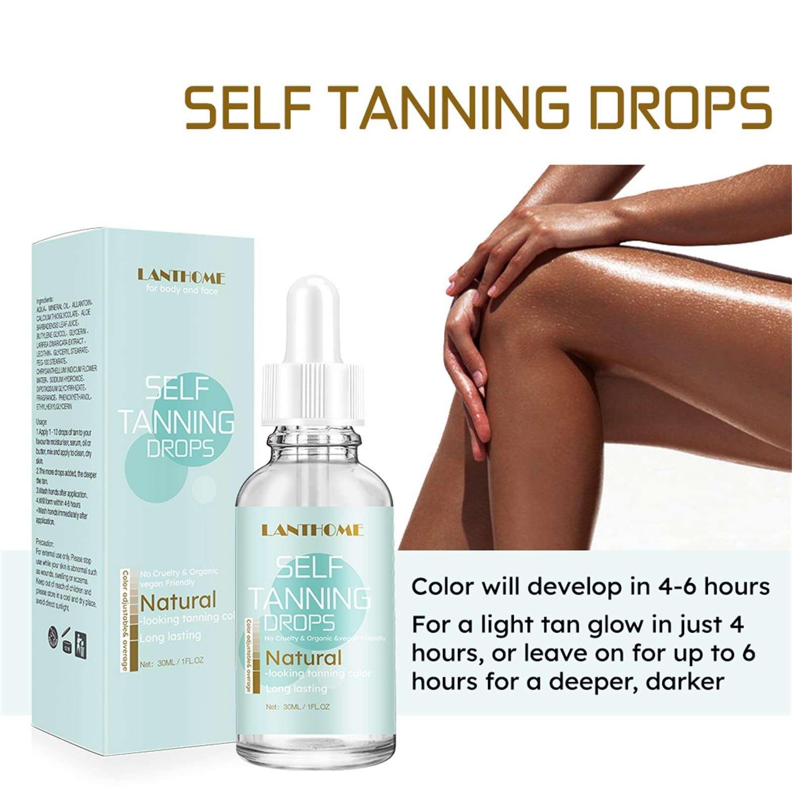 Self Tan Organic Tanning Spray Long Lasting Natural Tan Body Mist Natural Fake Beach 30ml 5
