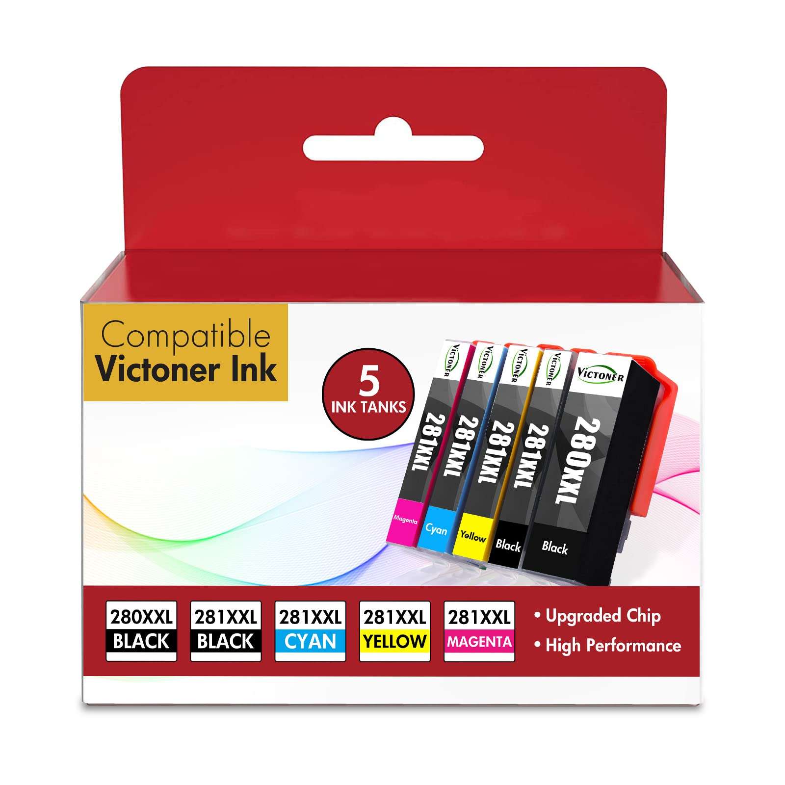 PGI-280 XXL/CLI-281XXL Compatible Ink Cartridges Replacement for Canon 280 281 Ink Cartridges PGI-280XXL CLI-281XXL Ink Canon PIXMA TR8520 TR8620 TS6120 TS6320 TS8220 TS8320 TS9120 Printer (5 Pack) 1