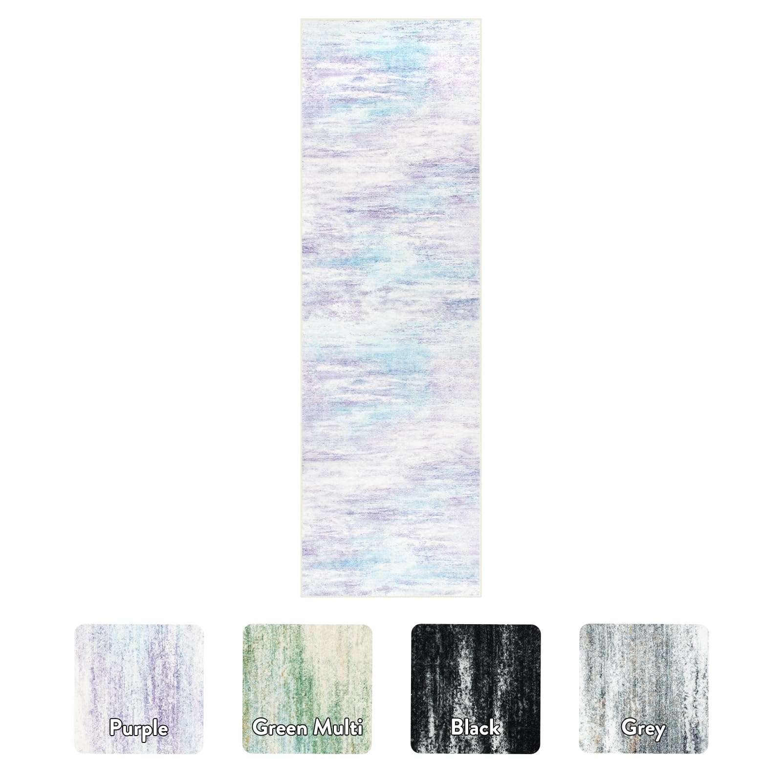 LIVEBOX Washable Runner Rug 2.5x8 Lavender, Purple Non-Slip for Bedroom, Soft Low-Pile Long Hallway for Indoor, Ultra-Thin Modern for Back Door 2