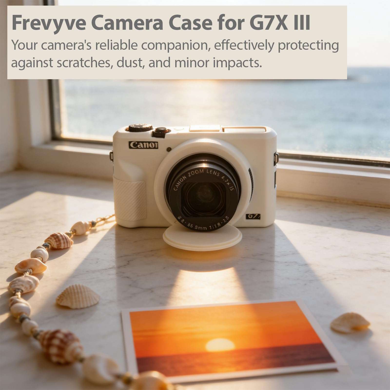 Frevyve Case for Canon G7X Mark III Camera, Soft Silicone Protective Case, Slim Fit Sleeve with Removable Lens Cover and Screen Protector Accessories, Lightweight, Anti-Scratch (Beige) 4
