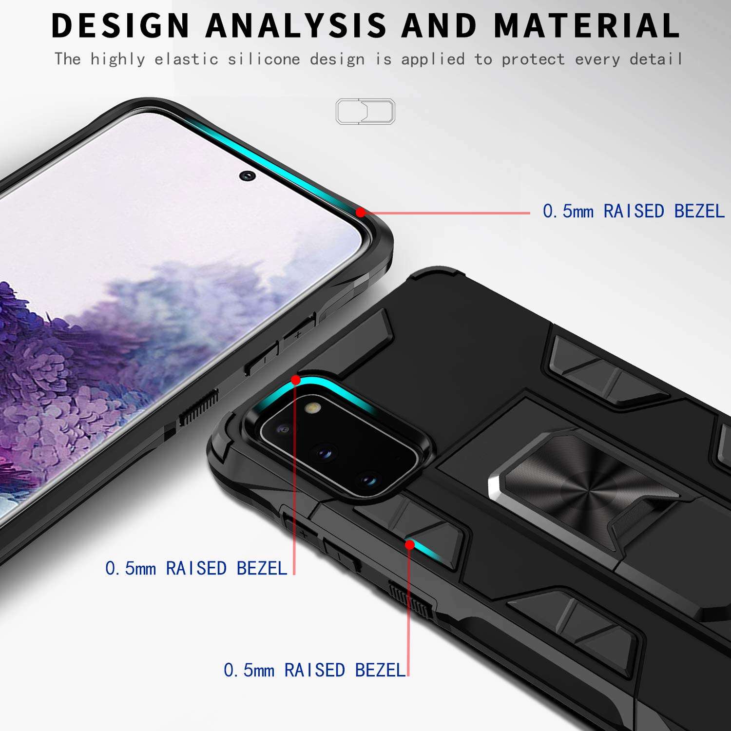 AFARER for Samsung Galaxy A71 5G case, Military Grade 12ft Drop Tested Magnetic Protective Case,Impact Resistant Military Armor Dual Layer Cover with Kickstand Blue 3