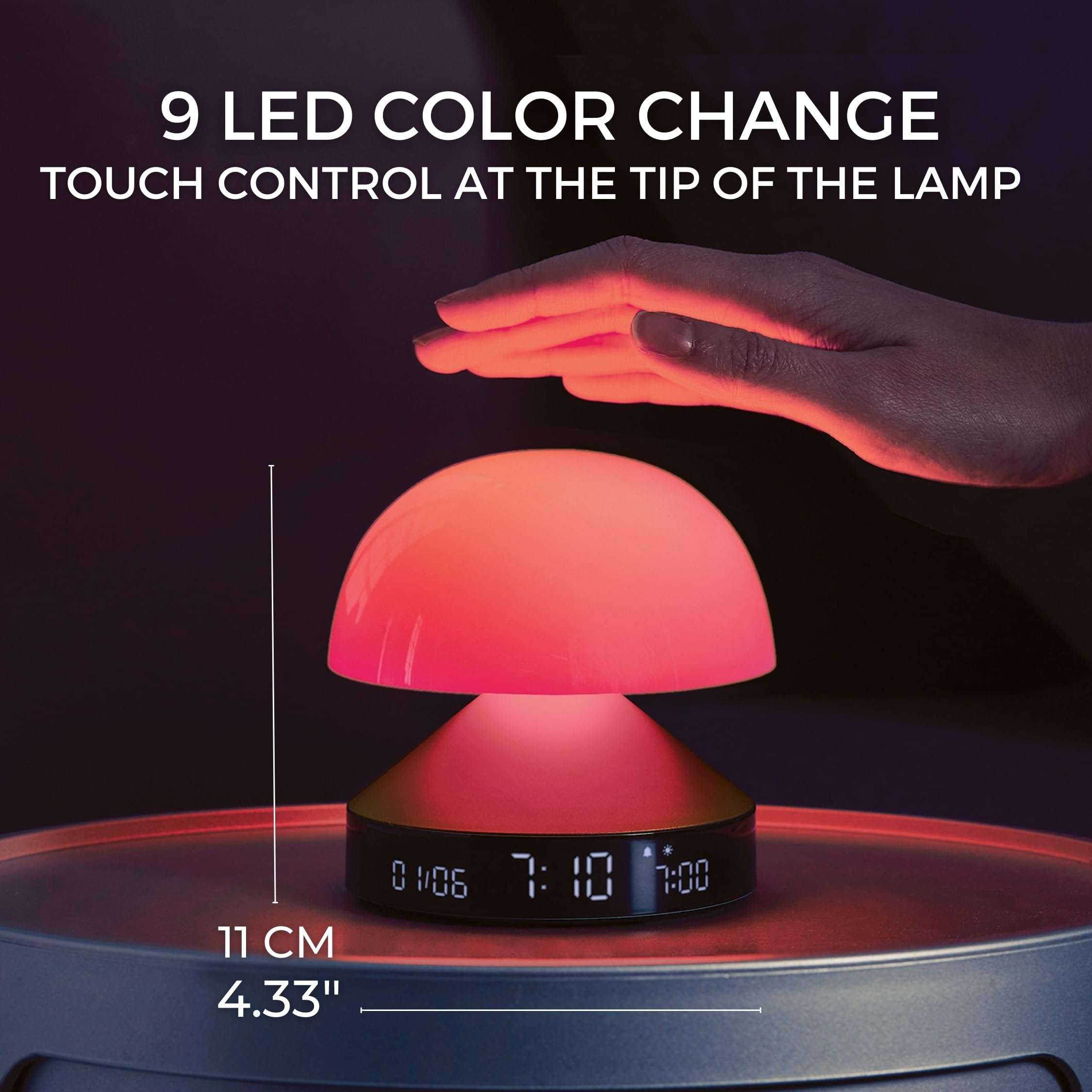 Lexon Mina Sunrise Alarm Clock, Wake Up Light & Sunset Lamp for Sleep Routine - Dark Red 6