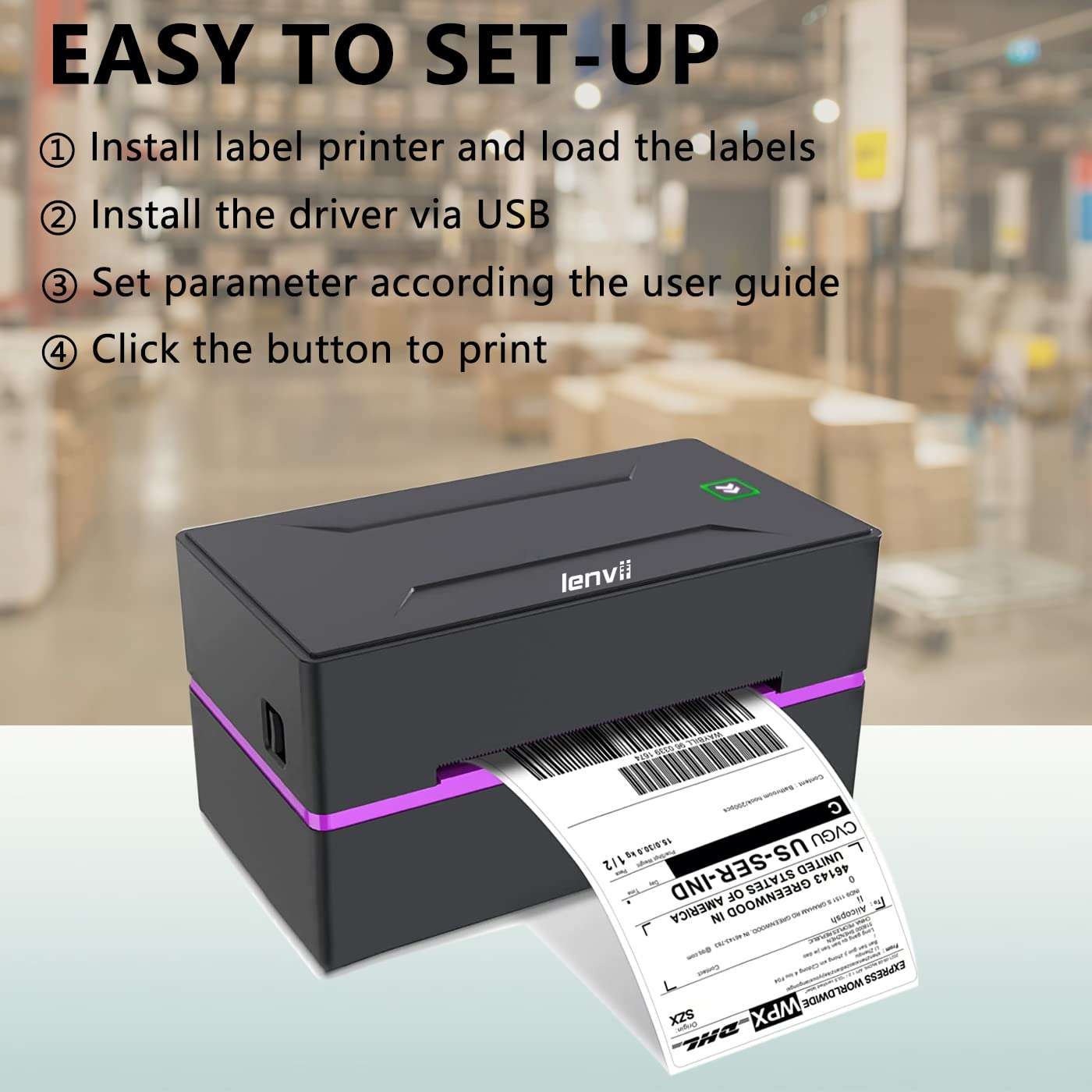 LENVII LV-390 Thermal Label Printer Barcode Printer,150mm/s 4x6 Desktop Thermal Label Maker Printer for Shipping Packages, Business, FedEx, Shopify, Etsy, Amazon,Compatible with Windows & Mac 5