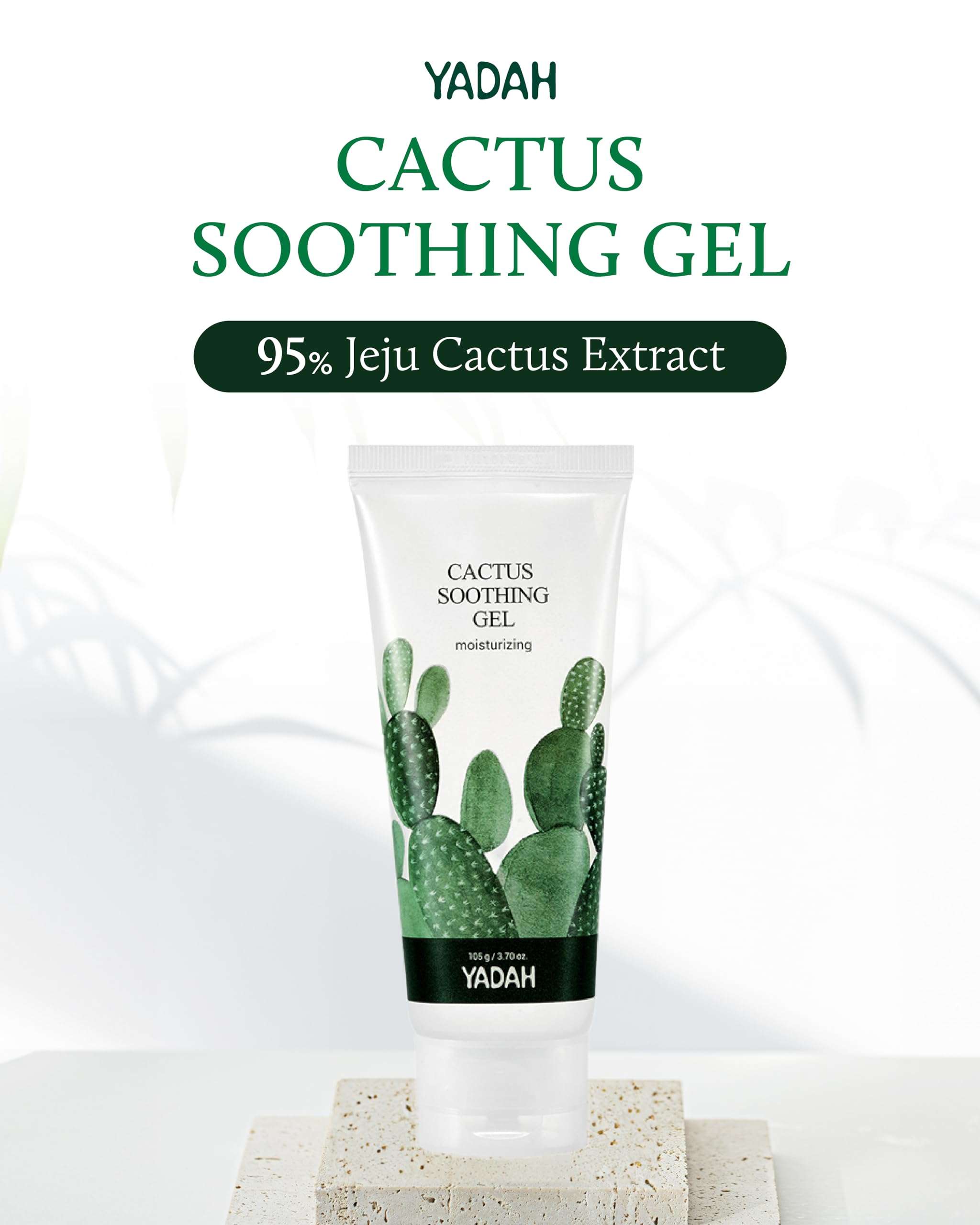 YADAH Cactus Soothing Gel 8.45fl oz & Cactus Green Hydra Serum 1.01fl oz - Vegan Sunburn Relief, Cool & Soothe Irritated Skin, Face Redness. Korean Skin Care Hydration Oil-Moisture Balance Niacinamide 3