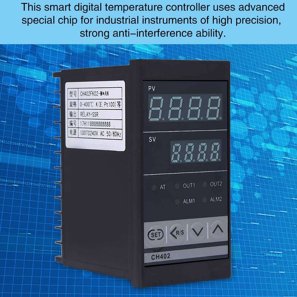Temperature Controller, High Reliability CH402 AC85-264V High Precision Smart PID Temperature Controller Thermostat Relay TC/RTD Input 2