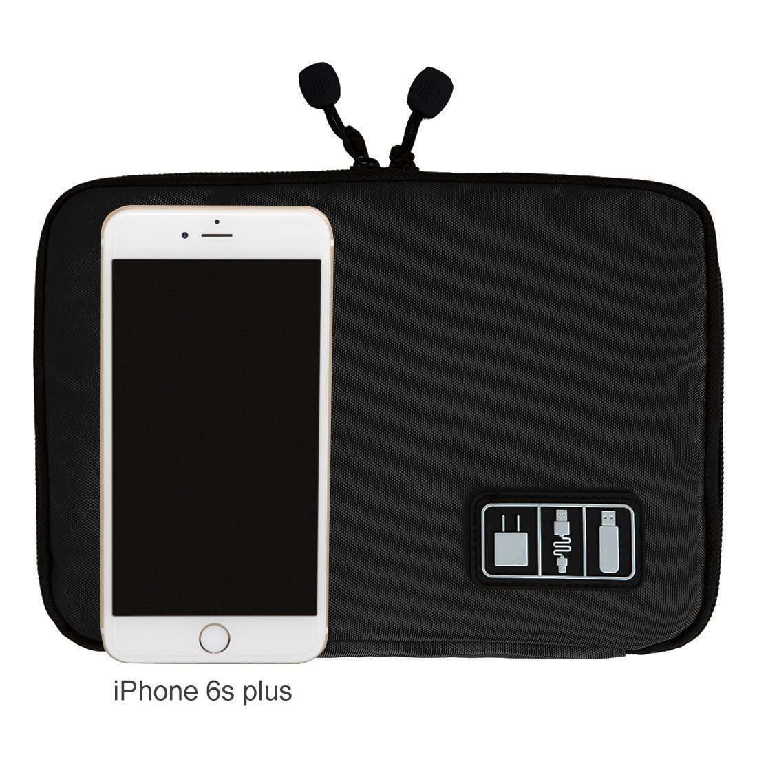 Electronics Organizer Travel Gadget Tech Gear Accessory Storage Carrying Bag Pouch for USB Cable SD Card Phone Camera Hard Drive Flash Disk PowerBank Headphone Charger Holder Case First Aid Bag Black 6
