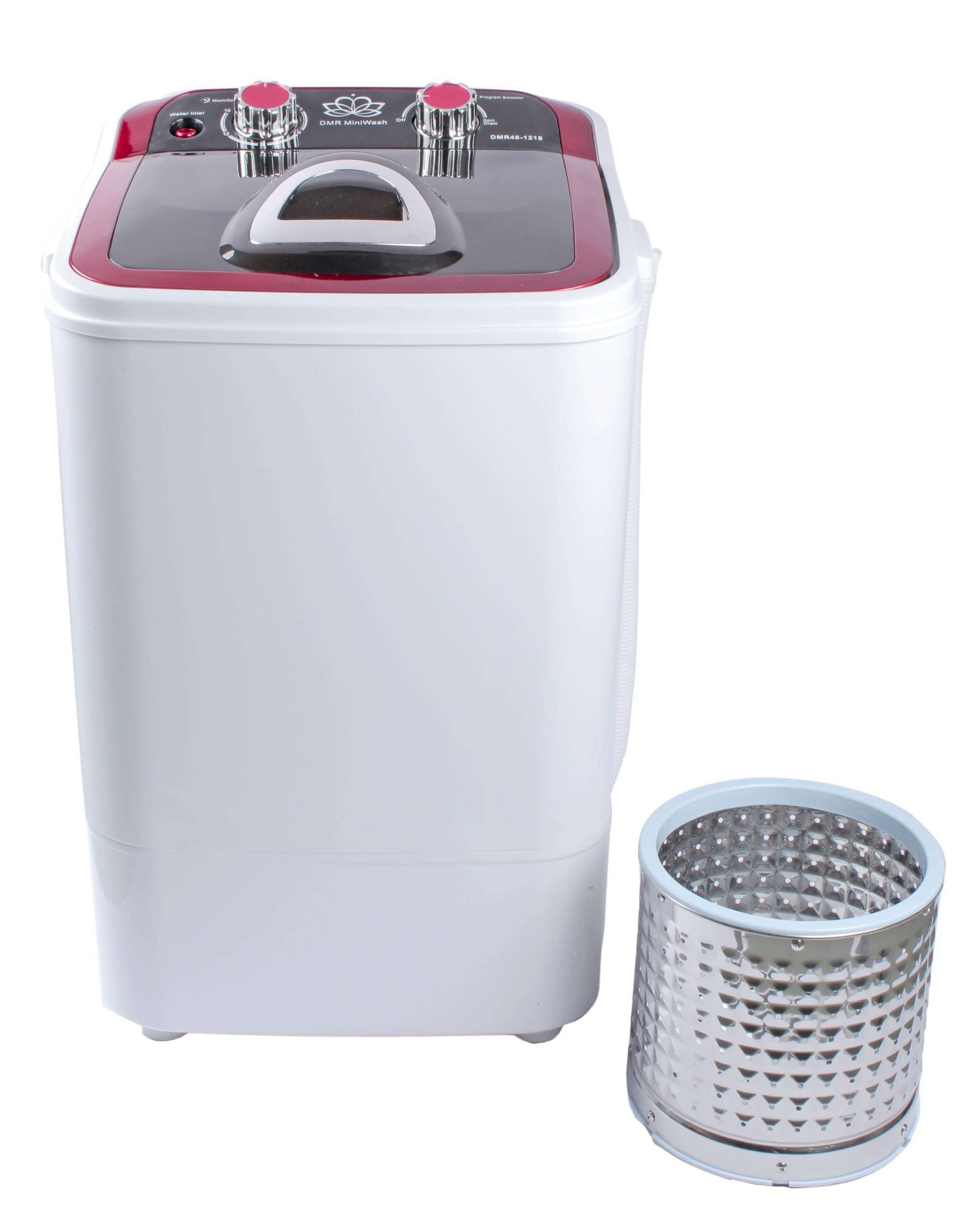 DMR Model DMR 46-1218 (W2Yr) Top Load Single Tub 4.6Kg Portable Mini Washing Machine with 2kg Steel Dryer Basket (Red) - With 2 years Free Spare Supply Warranty 1