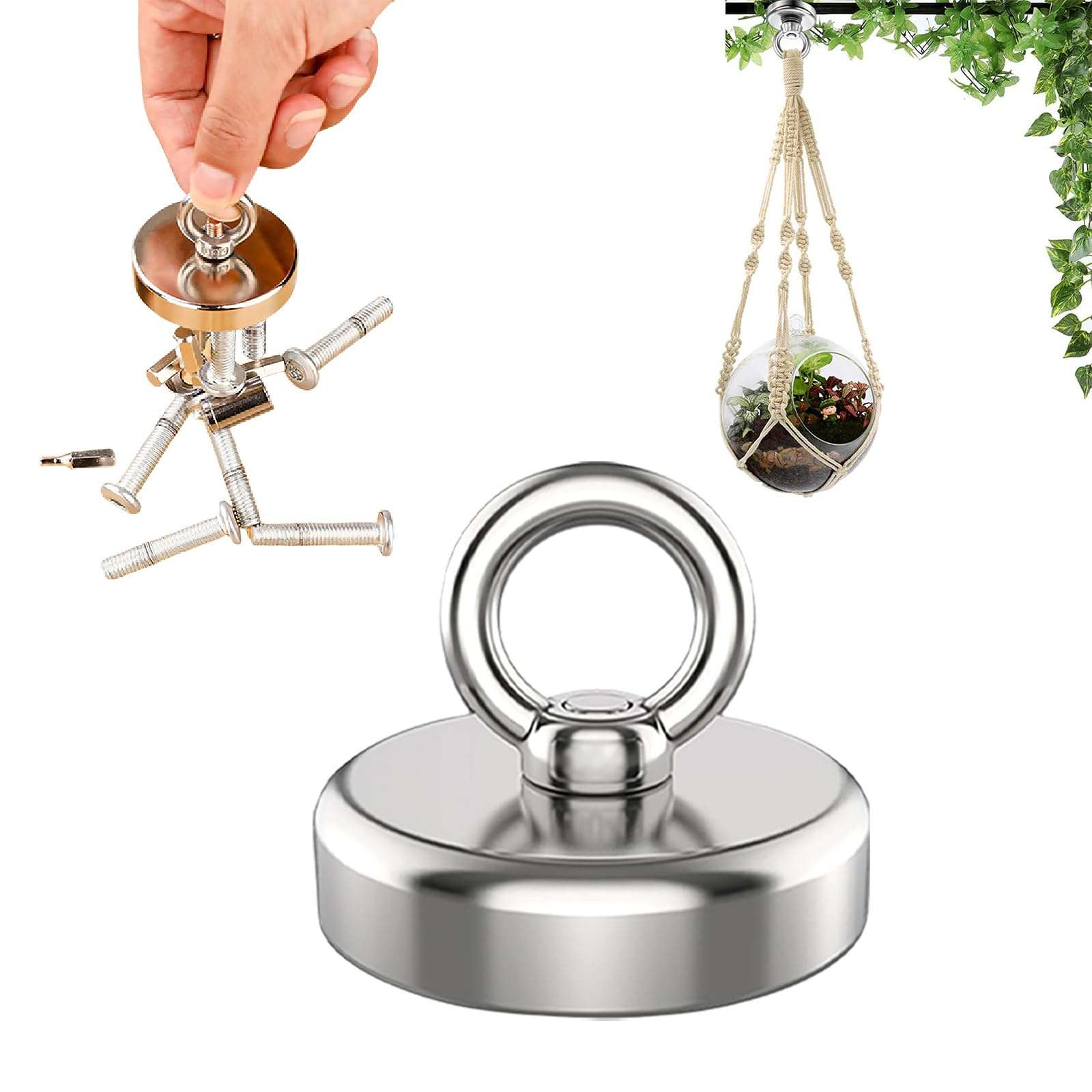 Strong Fishing Magnet,36 mm Strong Magnets Heavy Duty,39 Kgf Vertical Pulling Force Fishing Magnets with Eyebolt for Salvage Metal,Heavy Duty Hook for Ceiling 1