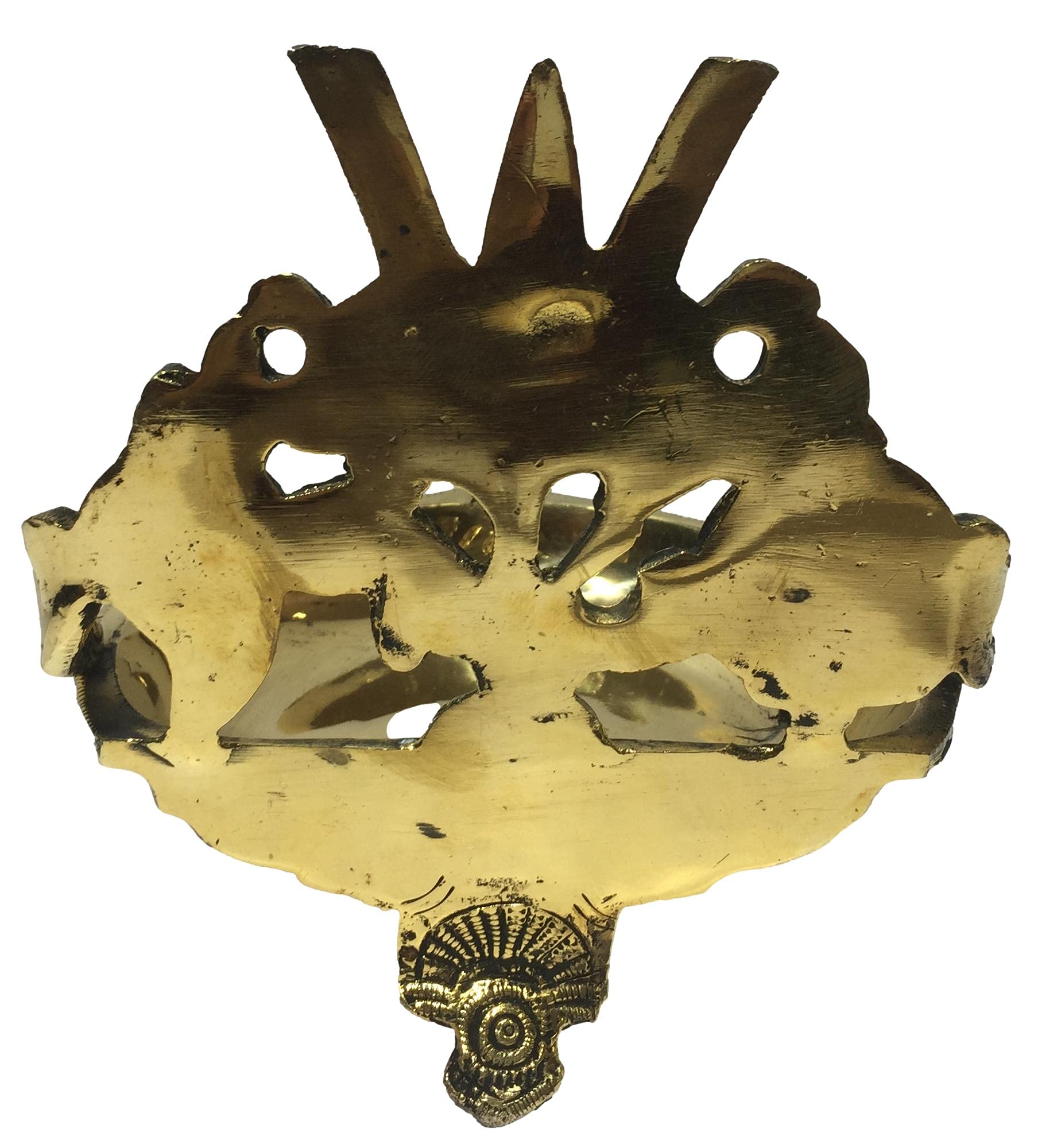 Brass Designer Thiruman Kappu/Thirunamam Conch and Chakra Jolly Lamp Grill Diya 4