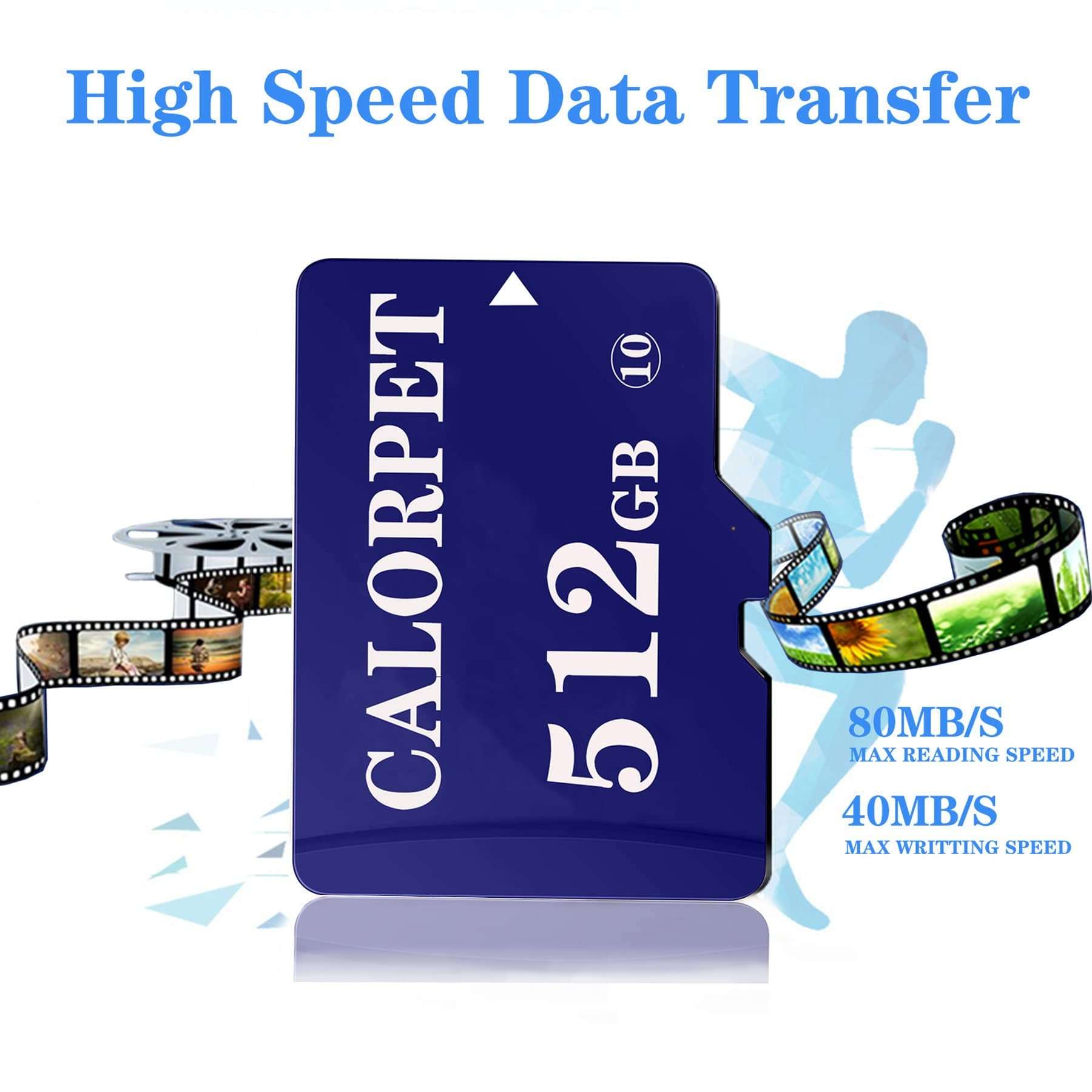 Memory Card 512GB，Read Speed Up to 80 MB/s,Write Speed Up to 40 MB/s，TF Card with Card Adapter TF Card for Smartphone/Camera/Tablet/Surveillance/Drone/Videographers and More (Purple) 5