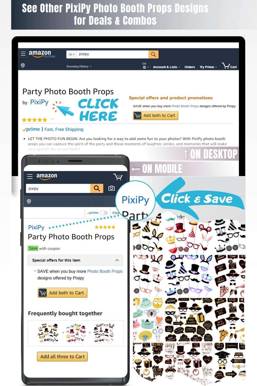 Premium Birthday Photo Booth Props Kit, 16 Black & Silver (No Glitter), Durable & Easy-to-Use Photobooth Props Signs for Memorable Photos & Unforgettable Celebrations by PixiPy 5