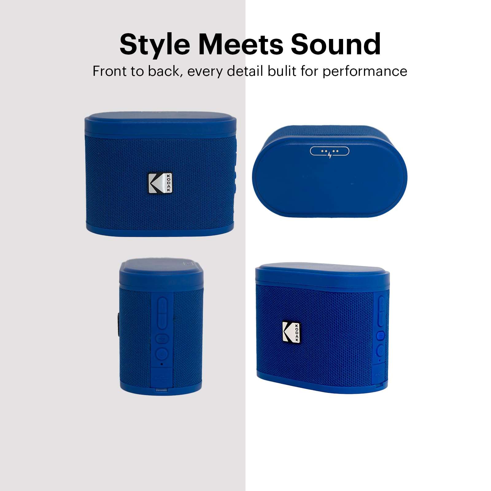 KODAK SOUNDBRIX™ Bluetooth Speaker with HD Sound Portable Wireless IPX4 Water Resistant Upto 5H Playtime V5.4 for Home Party Outdoor Beach Electronic Gadgets (Backstage Blue, Single Speaker) 3