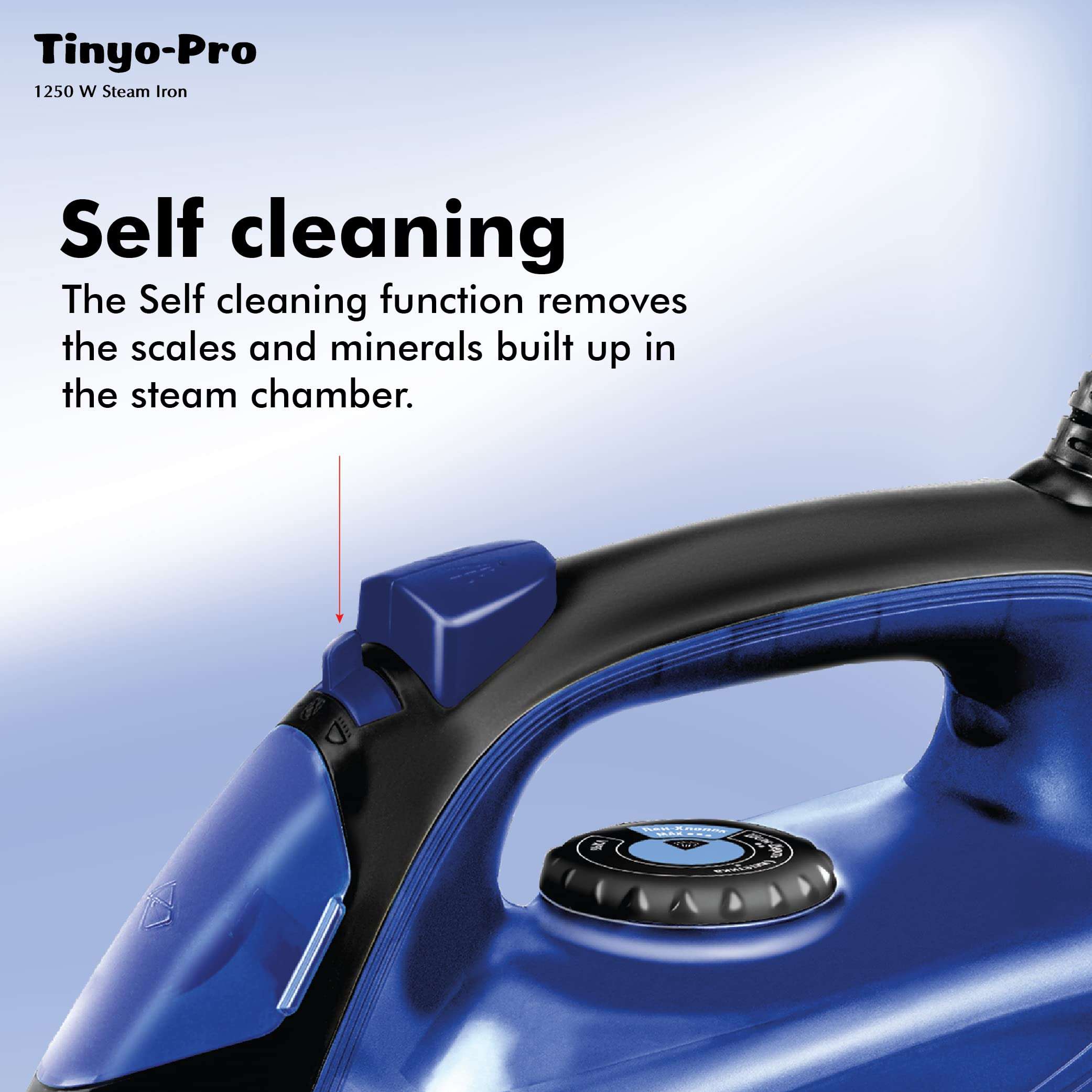 Havells Tinyo Pro 1250 Watt Steam Iron Press with Powerfull Steam Spray | Horizontal & Vertical Steaming Function | Self Clean | 2 Years Warranty (Blue) 6