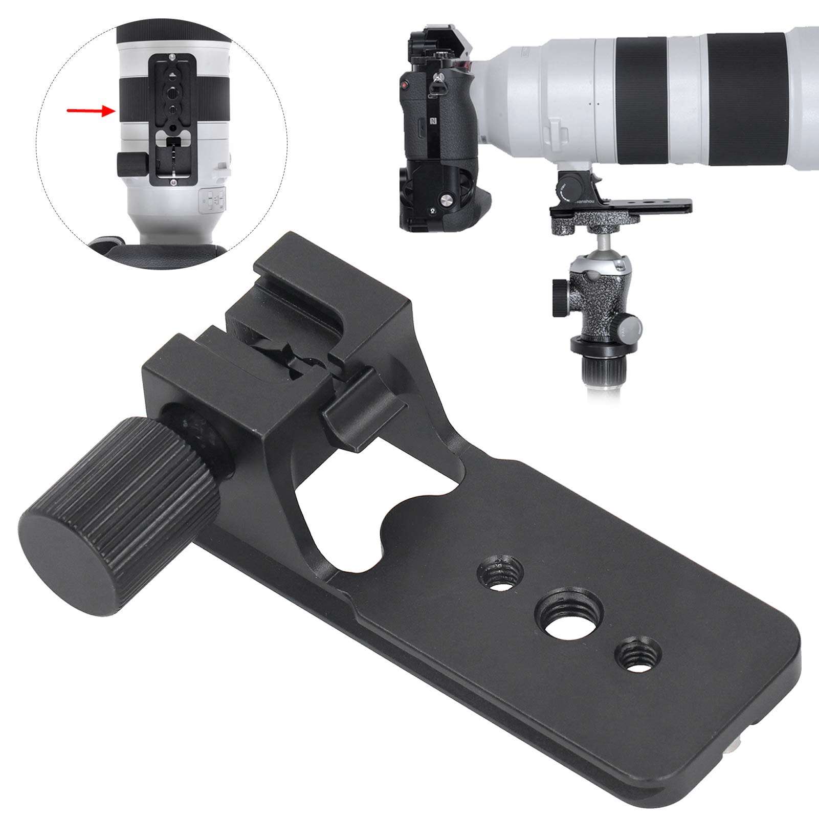 Lens Collar Replacement Base Foot 3/8in Screw Holes with Stainless Steel Screws Strong Expandability,for Sony F5.6‑6.3 G OSS Lens 5