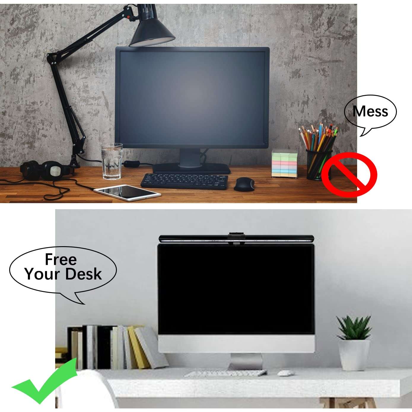Leguwu Computer Monitor Lamp, USB Light Bar for Desktop PC - No Glare or Screen Reflection for Eye Protection - Dimmable Smart e-Reading Lamp for Home/ Office, Free Up Your Desk 5