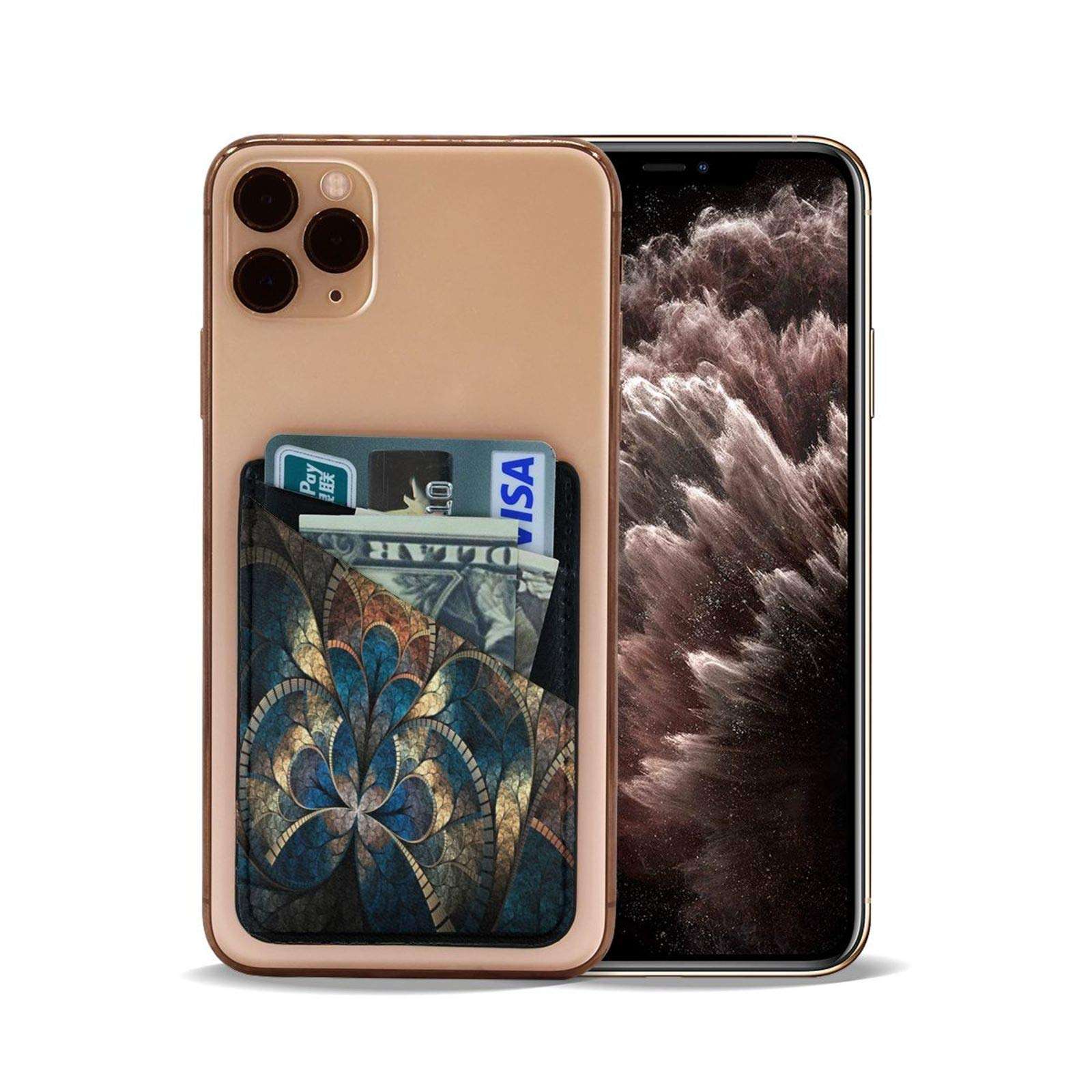 N/W Butterfly Phone Card Holder, Stick-on ID Credit Card Wallet Phone Case Pouch Sleeve Pocket for iPhone, Android and All Smartphones Green 3.5 x 2.5 x 0.2 inches 1