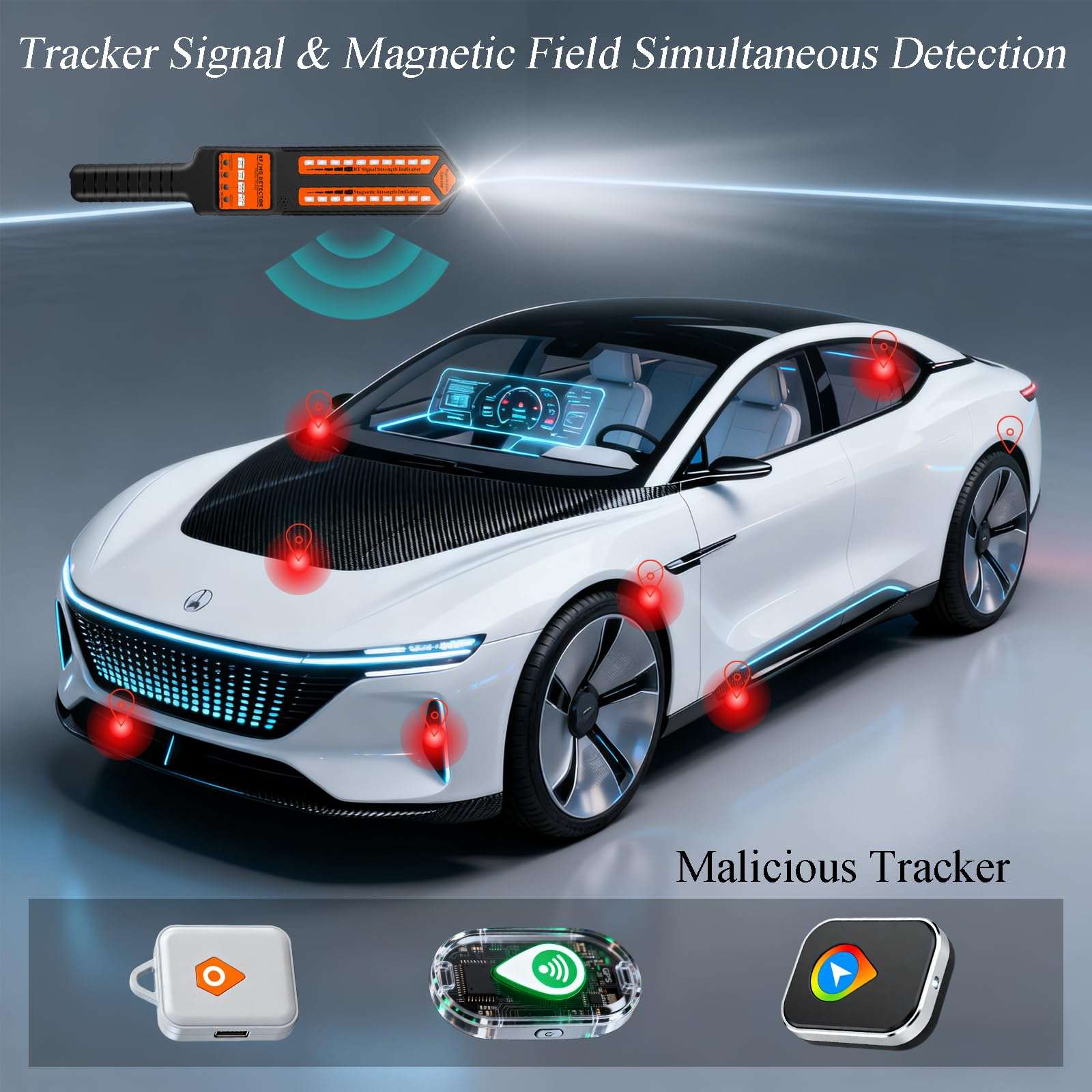 KAXYUYA Hidden Camera Detector & Electronic Bug Detector – Signal Scanner and Tracker Finder, Upgraded Portable Hidden Device Detector for Home, Hotel, Car & Travel Privacy Protection 4