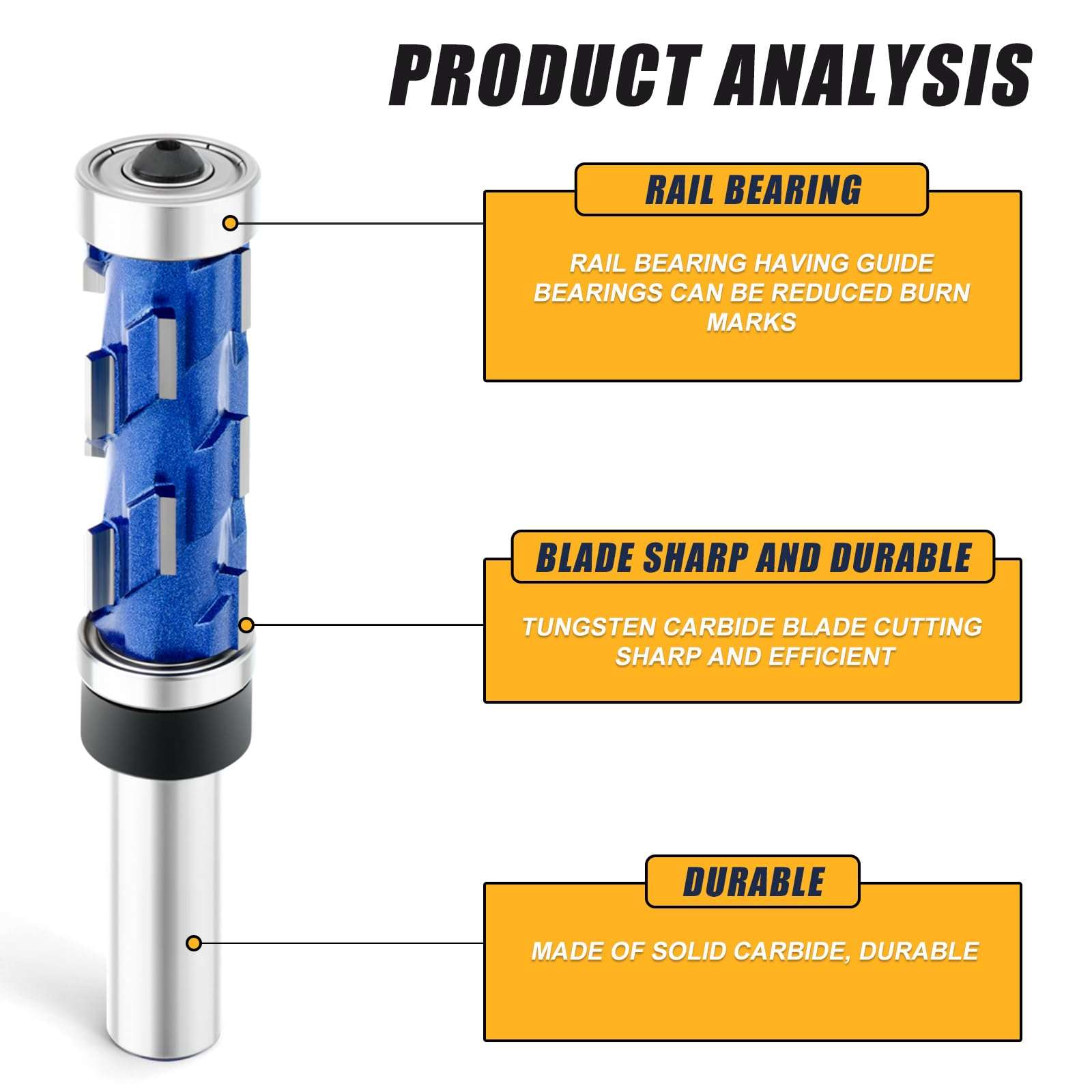 MEANLIN Flush Trim Router Bit 1/2 Inch Shank, 45mm Cutting Length Spiral Cutting Router Bit for Woodworking Trimming, Cutting Diameter: 3/4" 4