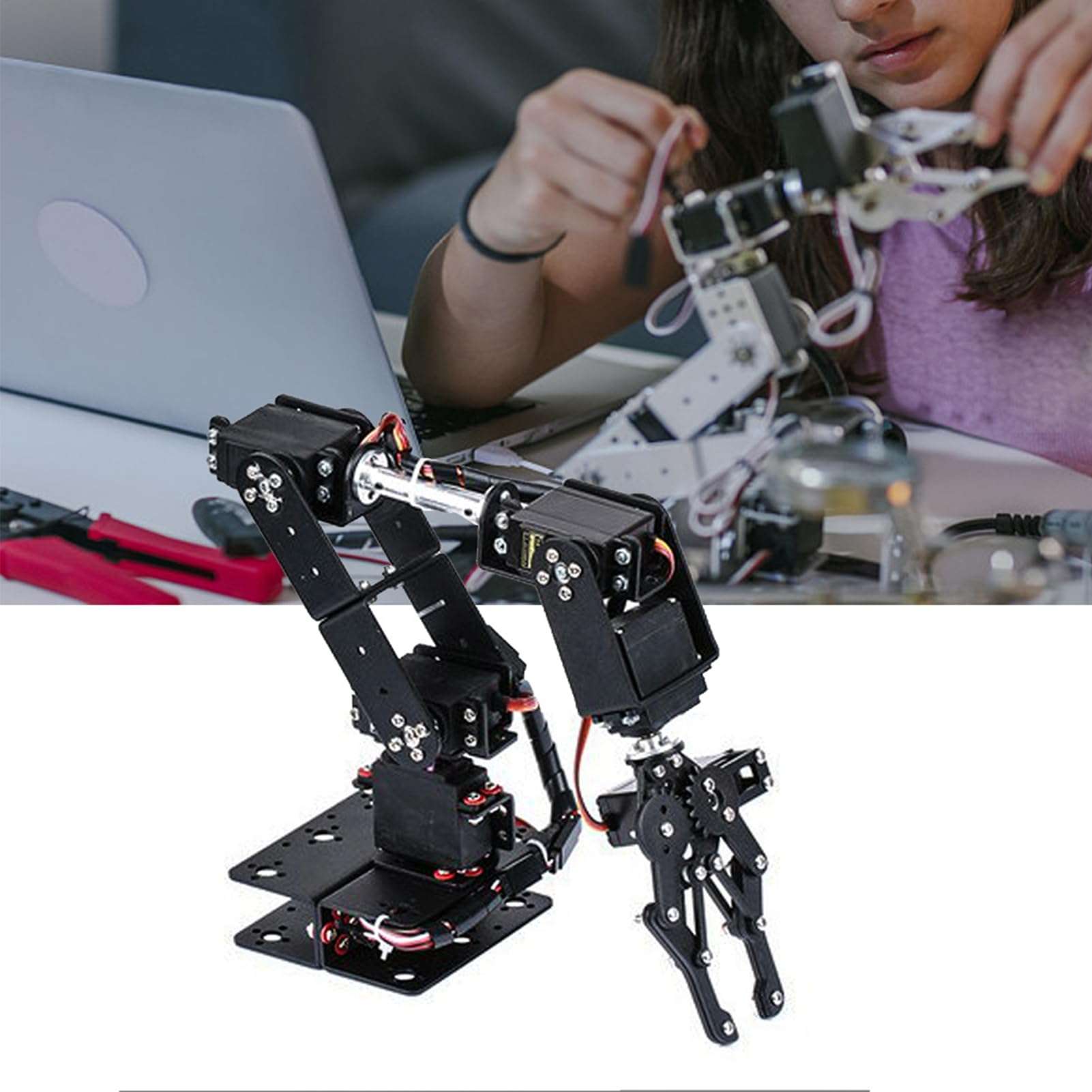 FTVOGUE 6DOF Robot Mechanical Arm Clamp Claw Kit with 6 Servo Motors MG996R Analog Steering Gear for College Teaching IDY Production 5
