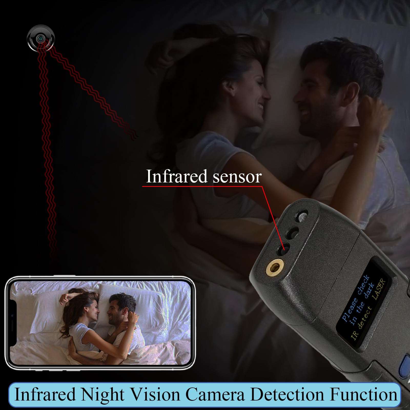 KAXYUYA Hidden Camera Detectors, Spy Camera Finder, GPS Tracking Device Listening Device Detector, Eavesdropping Device RF Bug Sweeper and Camera Detector for Travel Hotel Car 6