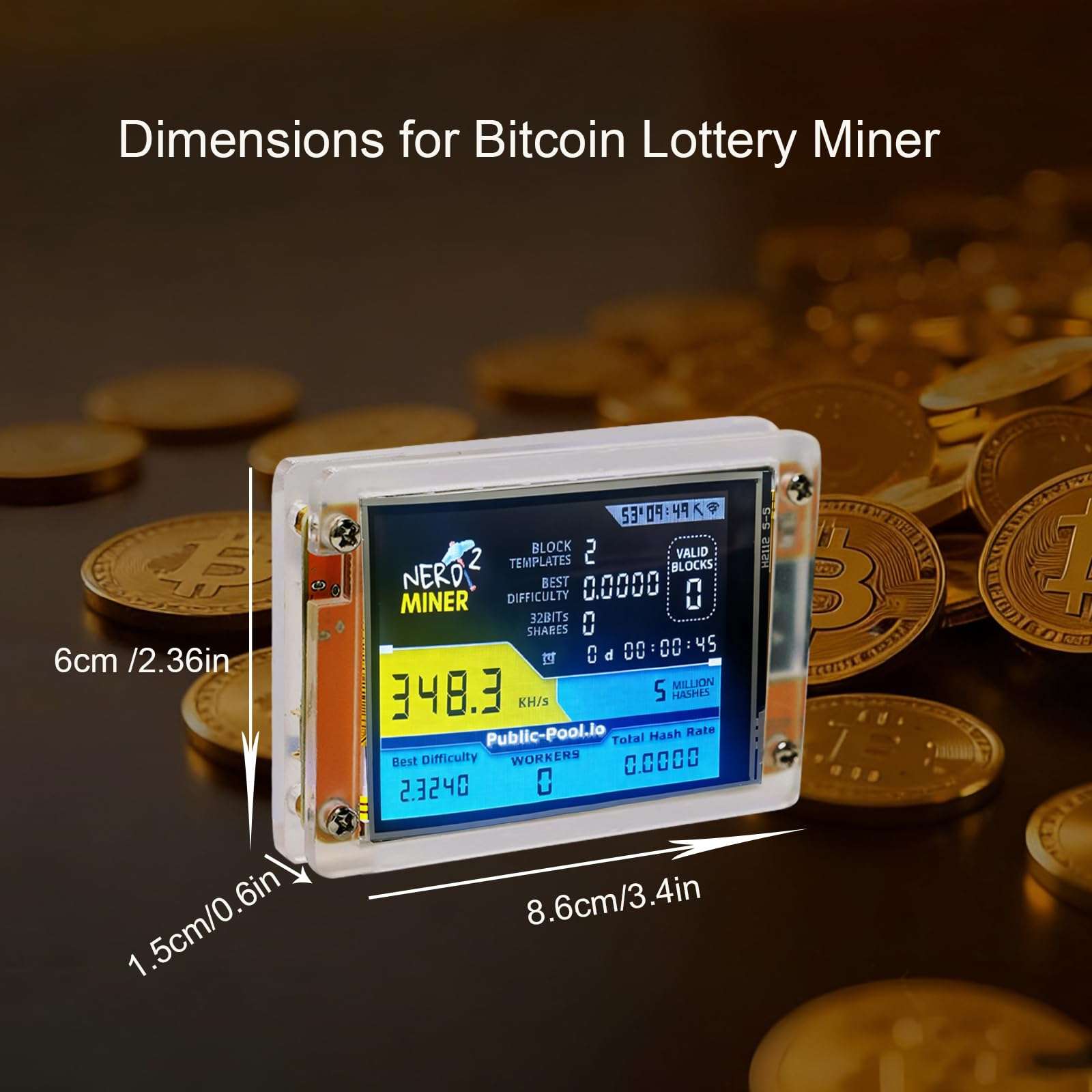KRISVI Nerd Miner,One Shot Solo Miner with Mini 2.8in Smart Display,Hashrate Up to 350KH/s,Quiet and Easy to Set up,Fit for Demonstration, and Entertainment & Education,As a Gift 5