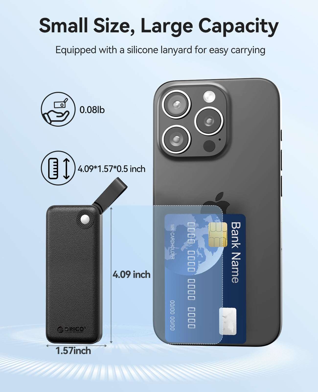 ORICO 512GB External SSD, Up to 1050MB/s, Compact with 2 in 1 USB C & A Cable, External Solid State Drives, Reliable Storage for USB C Smartphone, Tablet, PC - B10PRO 5