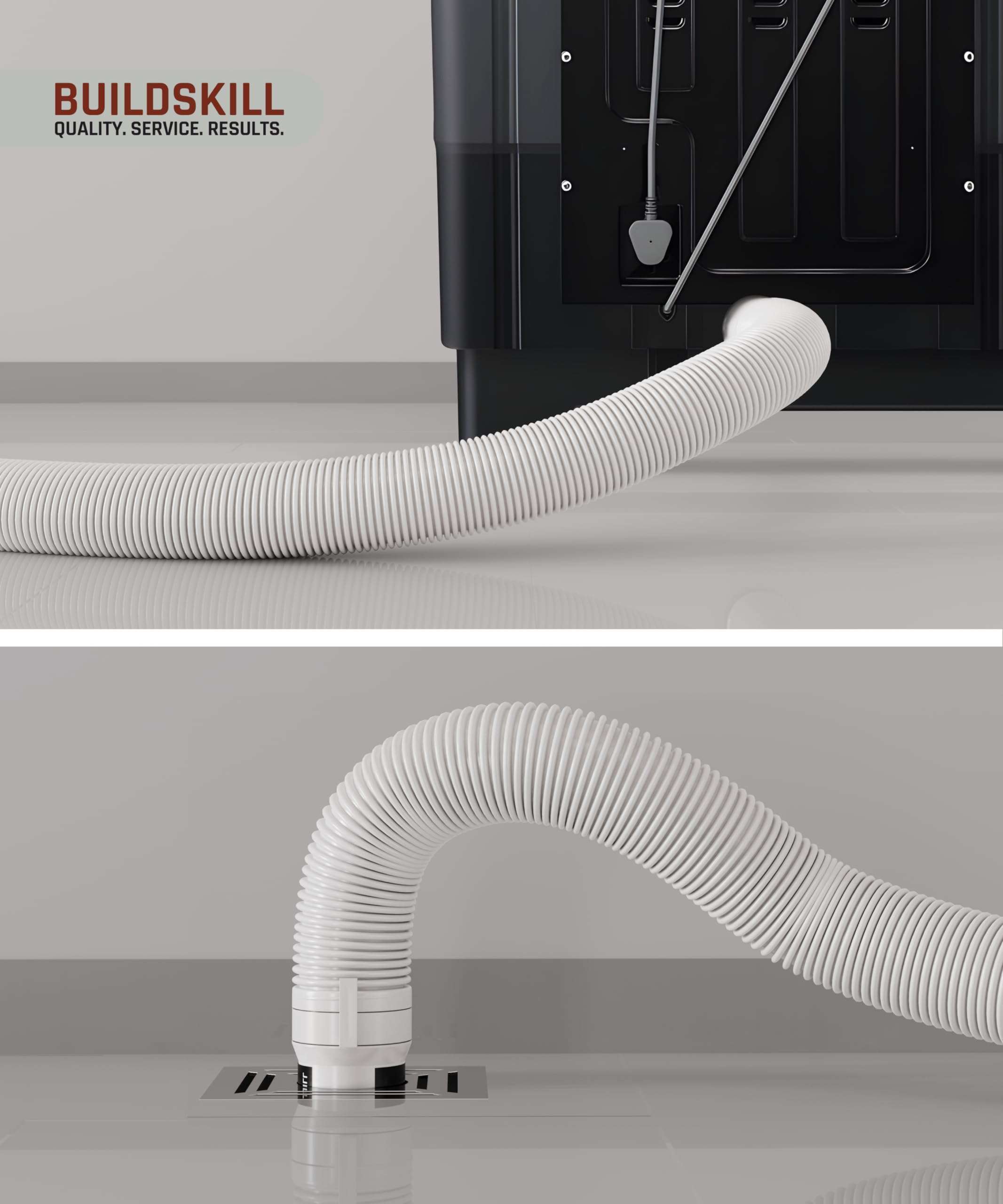 BUILDSKILL Semi-Automatic Washing Machine Drain Pipe 1.5 Meters | In-Built Anti-Slip Hook | Leakproof Solid Built | Flexible Design | 5-8Kg Washing Machine Pipe Outlet Drain (Pack of 1- White) 6