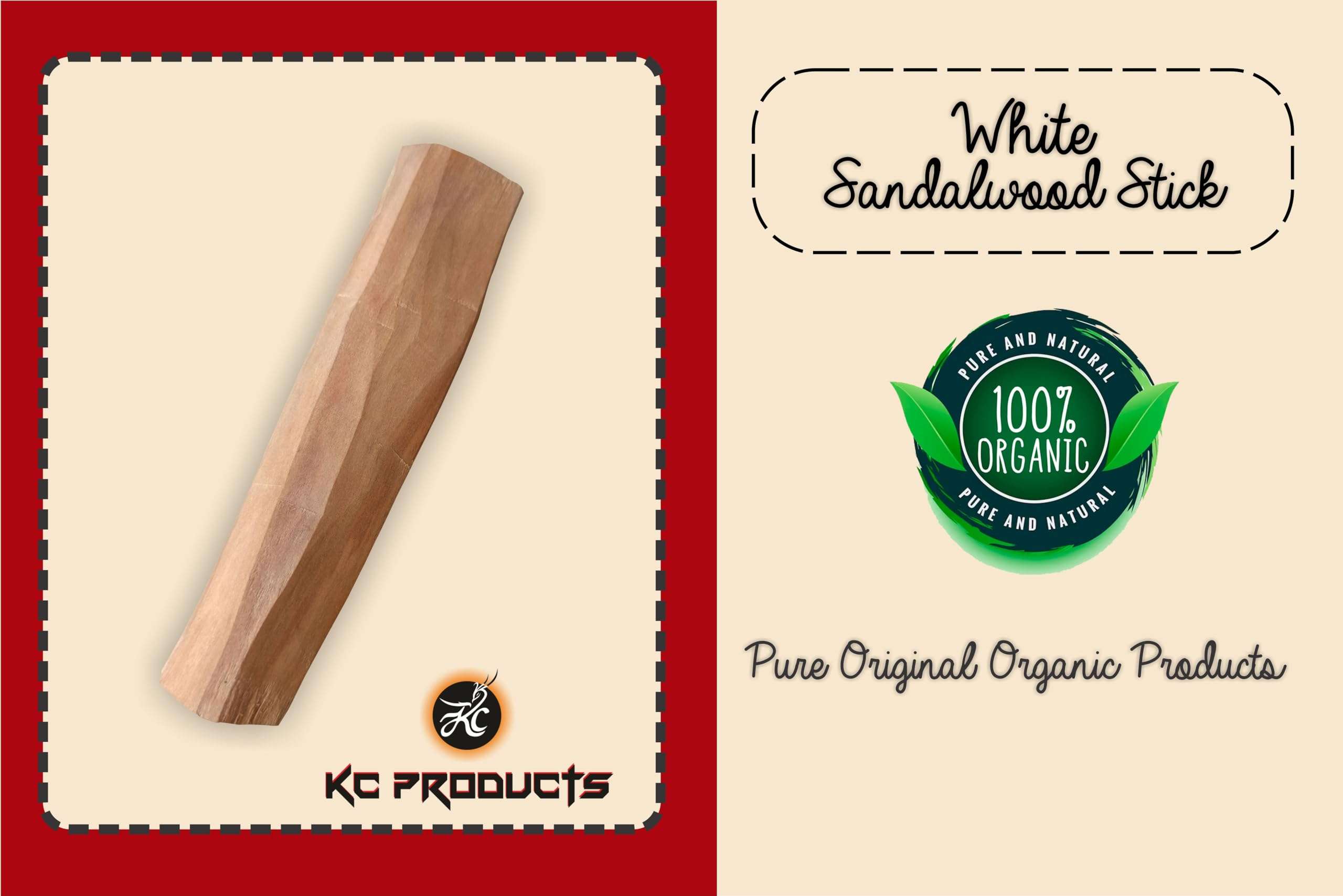 KC PRODUCTS® Natural Sandalwood (Chandan) Pata Board with Original Chandan Stick Sandalwood Rubbing Stone with Original Sandalwood Stick(Bord 5 inch Stick 40-50 gram 3