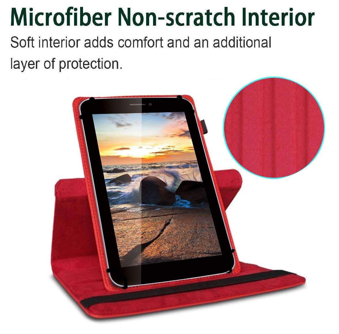 TGK Rotating Cover for iBall Slide 3G Q7218 Tablet 7 inch (Red) 360 Degree Universal 3 Camera Hole Leather Stand Case 4