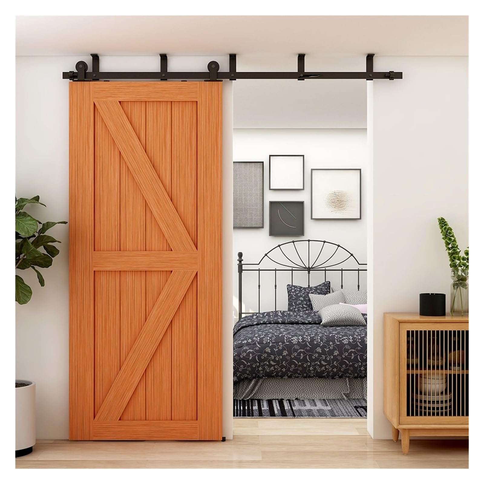 Ceiling Sliding Door Rail T Shape Roller Barn Door Hardware Kit, Rail Sliding Door for Interior Sliding Barn Door - Sliding Door Kit(7.3FT-223CM) 3